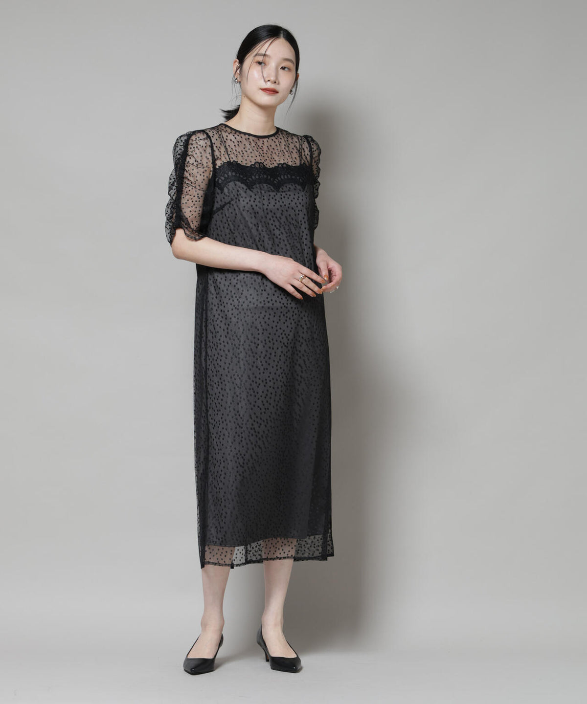 troisiemechaco/ドットチュールジャガードワンピース 6715219045