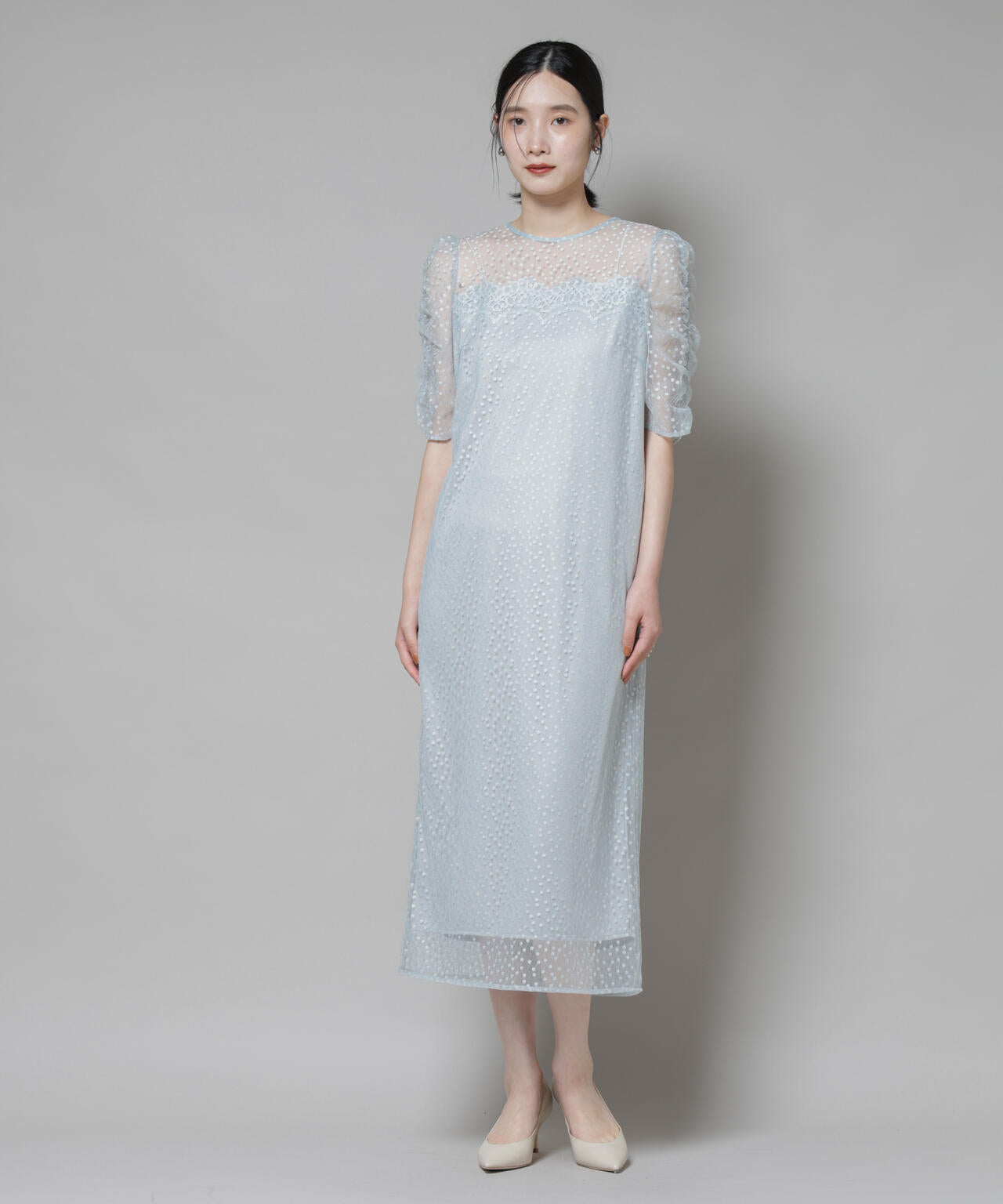 troisiemechaco/ドットチュールジャガードワンピース 6715219045