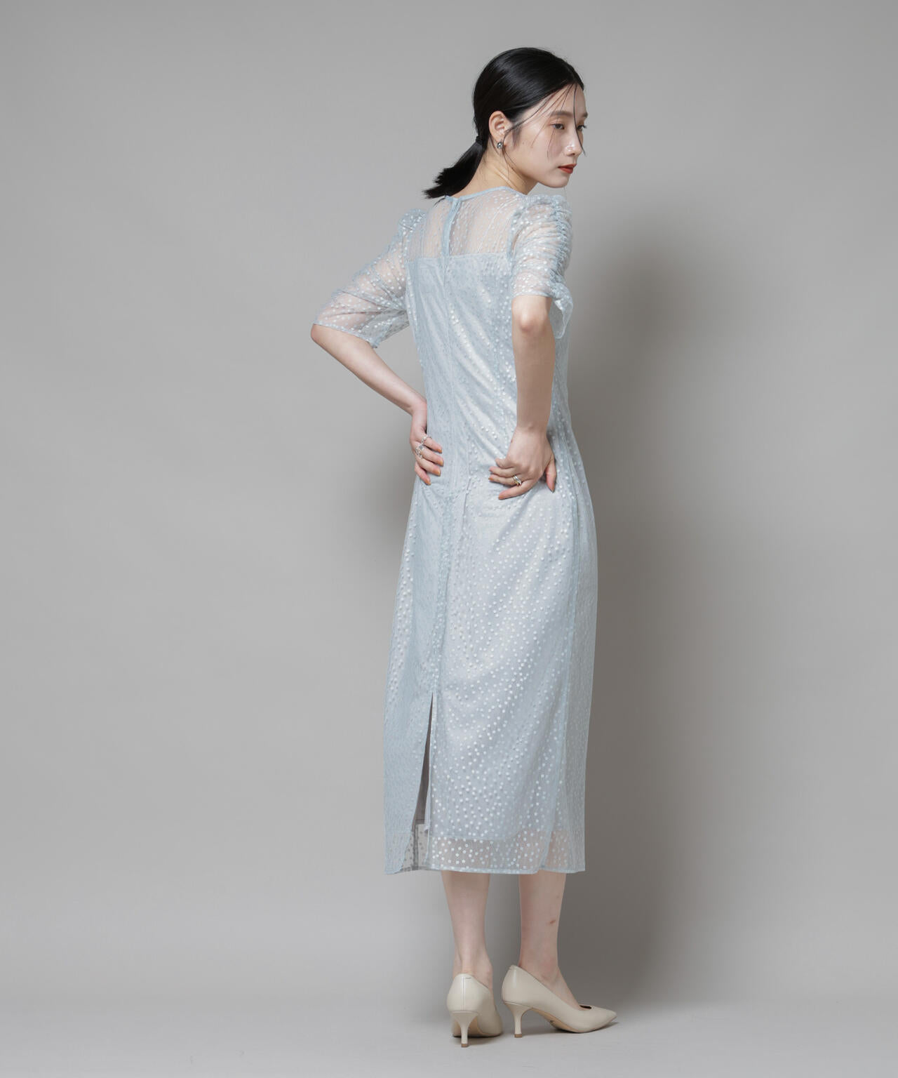 troisiemechaco/ドットチュールジャガードワンピース 6715219045