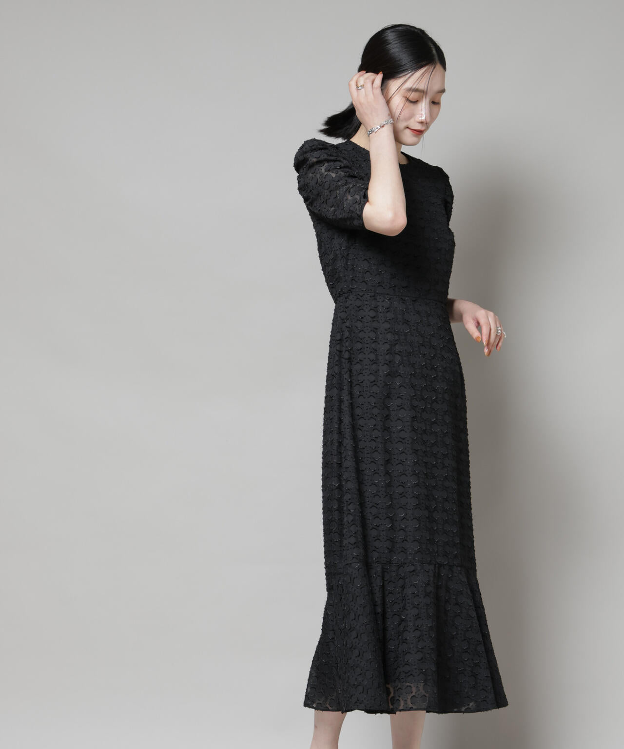 troisieme chaco/カットジャガードワンピース 6715219046