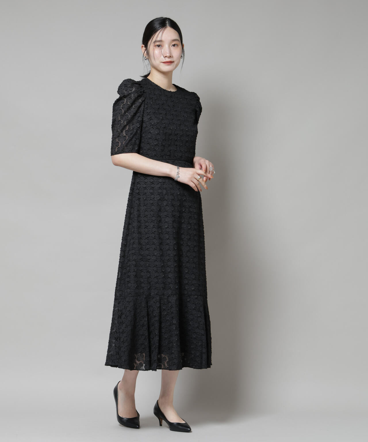 troisieme chaco/カットジャガードワンピース 6715219046