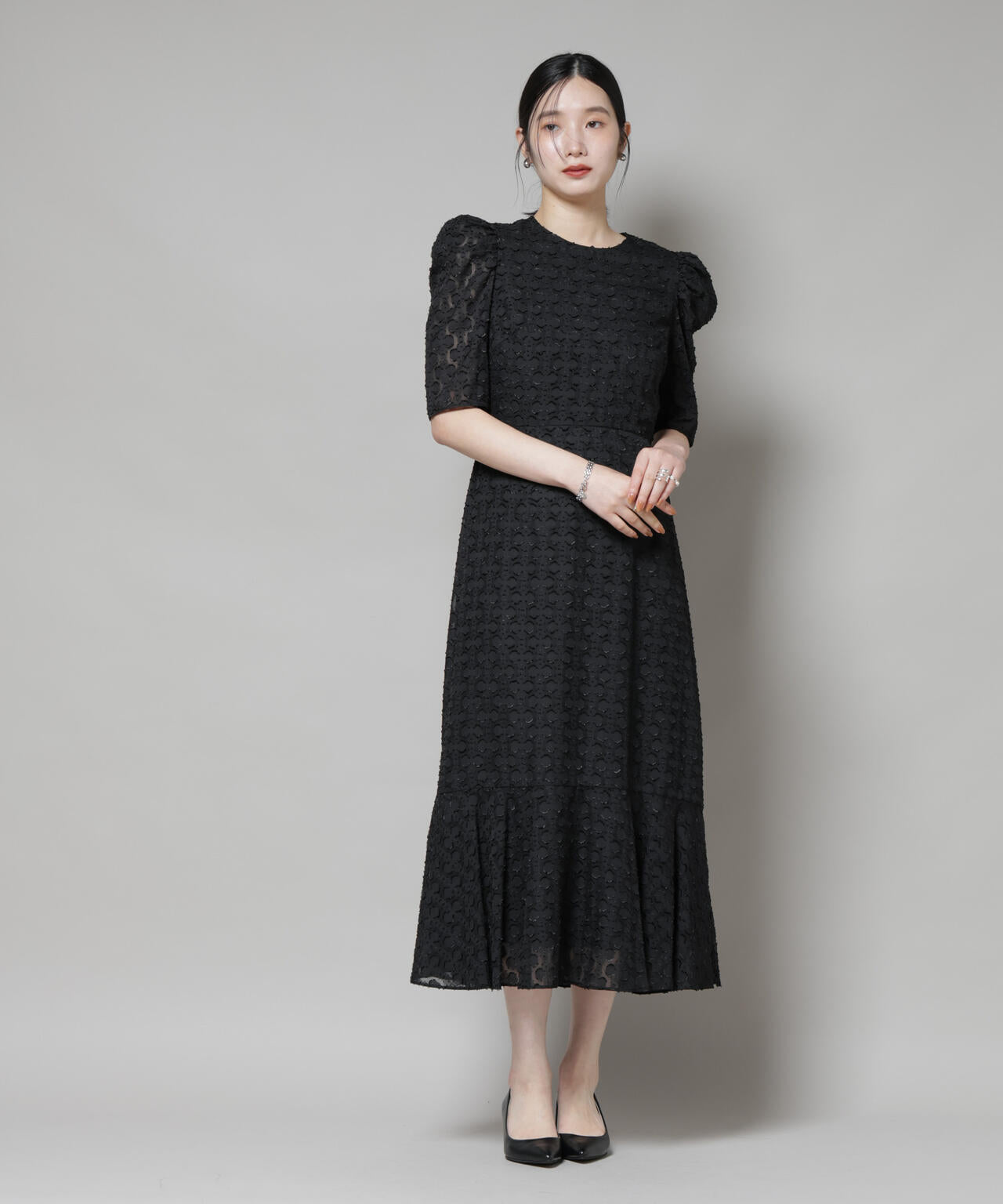 troisieme chaco/カットジャガードワンピース 6715219046