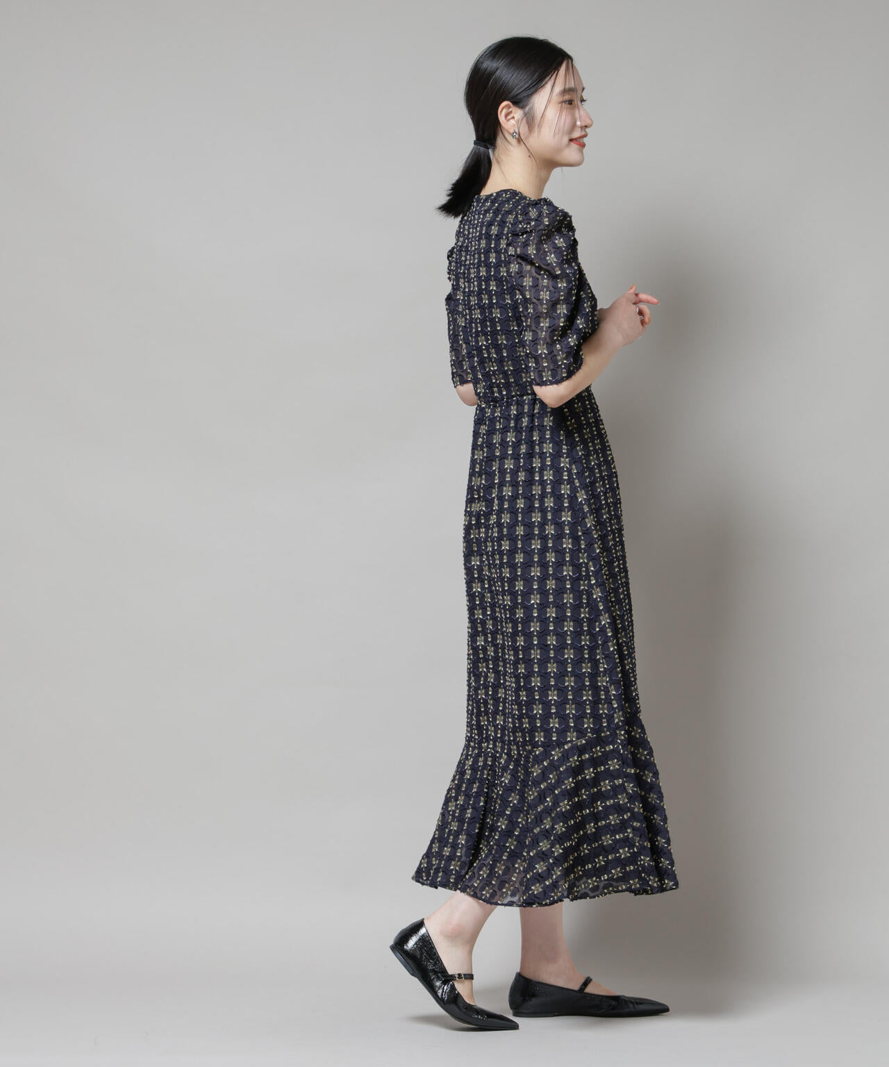 troisieme chaco/カットジャガードワンピース 6715219046