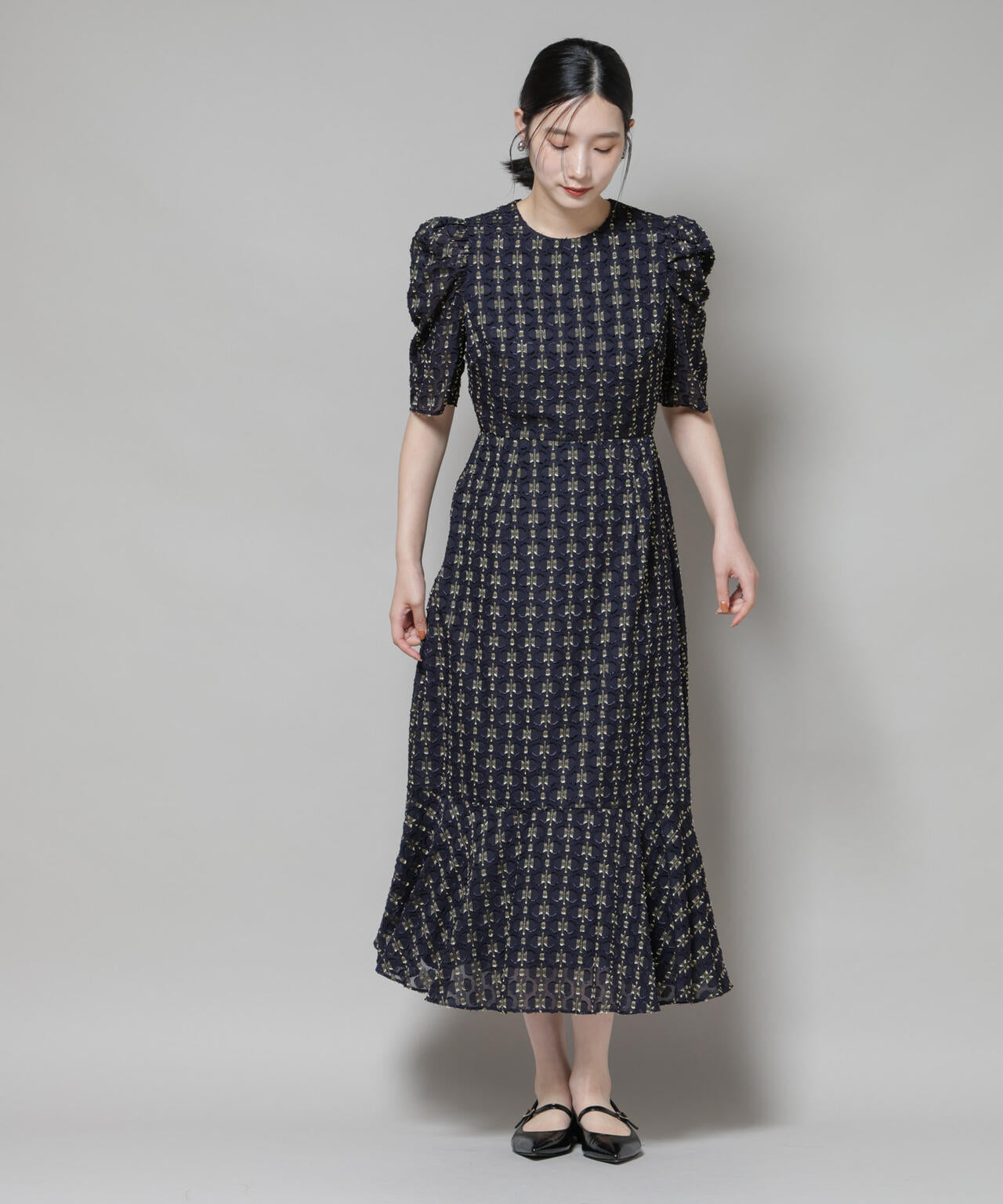 troisieme chaco/カットジャガードワンピース 6715219046