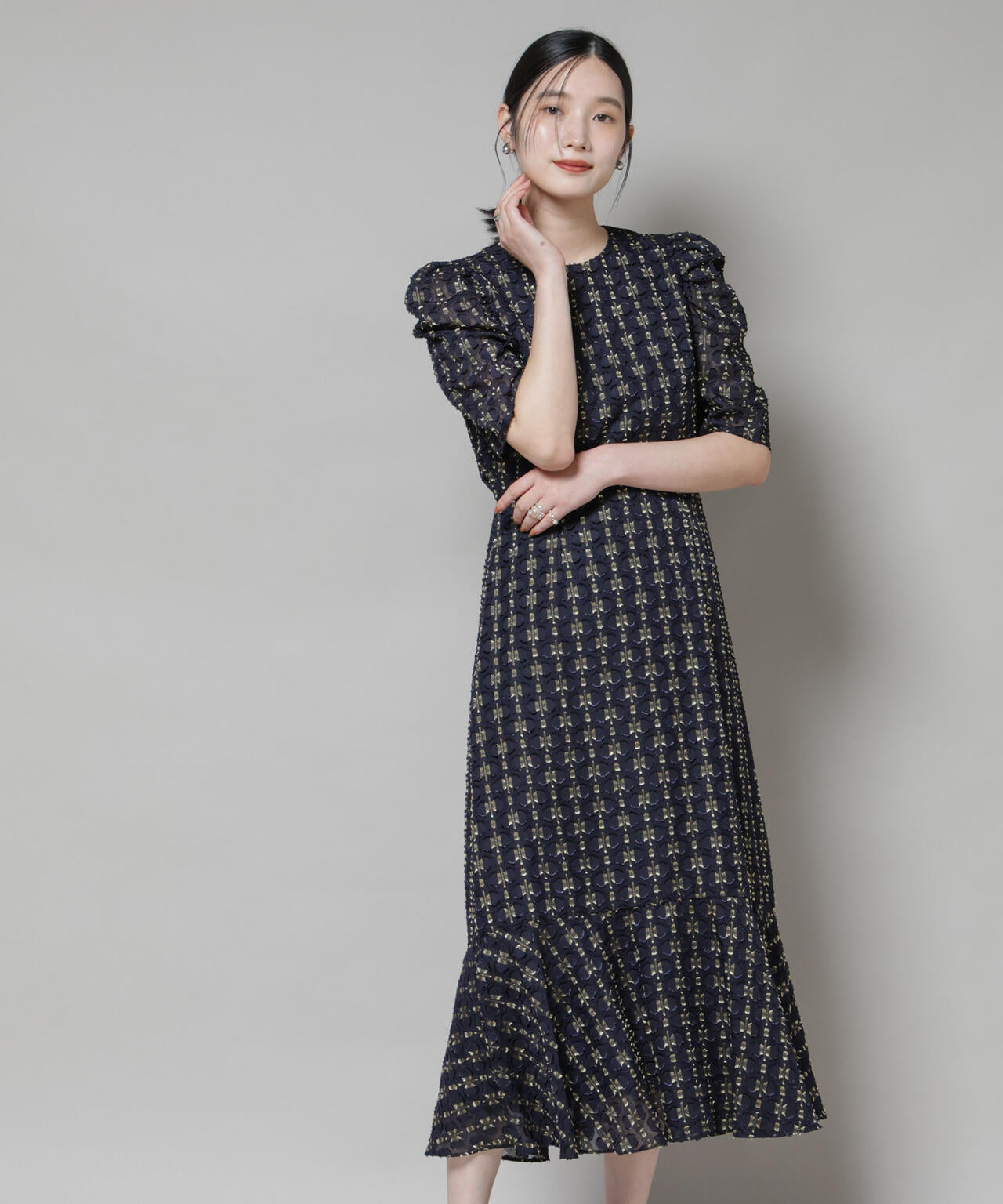 troisieme chaco/カットジャガードワンピース 6715219046