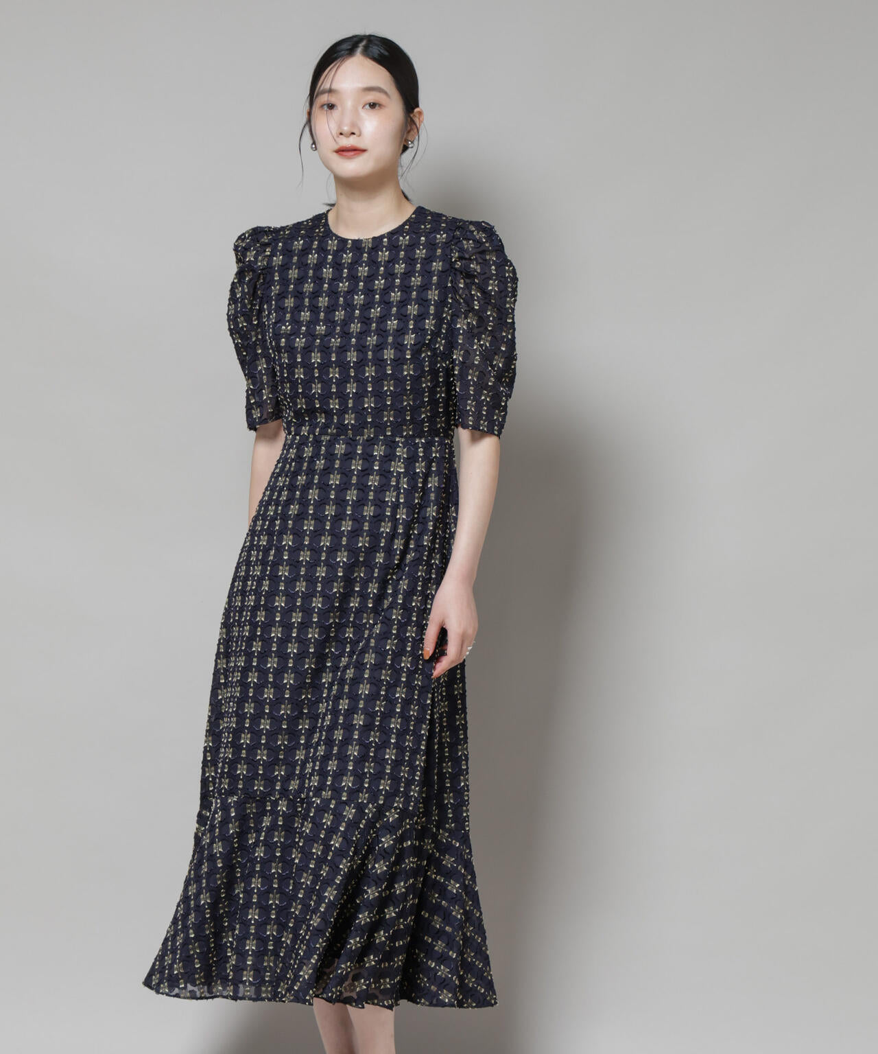 troisieme chaco/カットジャガードワンピース 6715219046