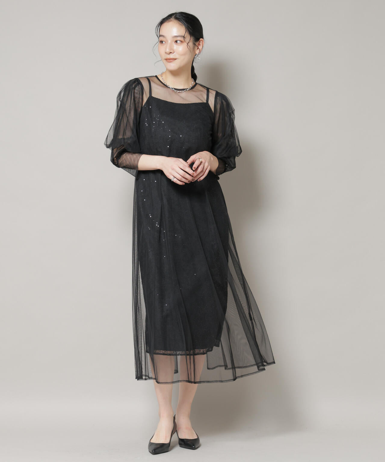 kaene/シアーエプロンレースキャミドレス 6715219051