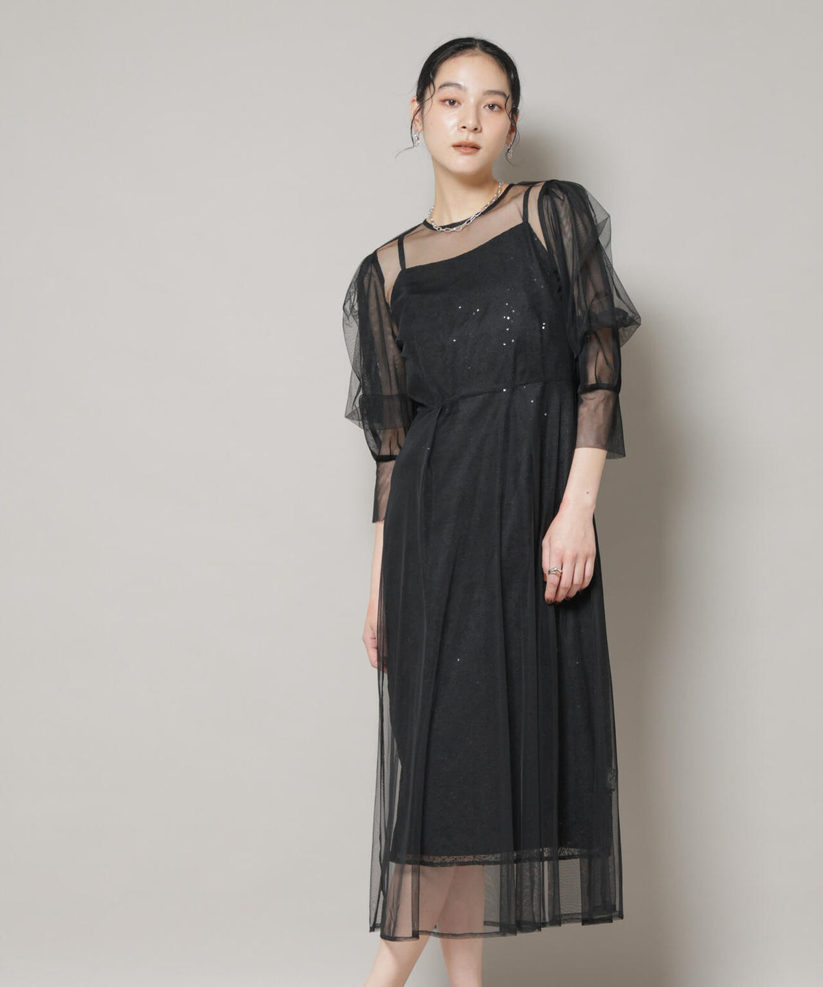 kaene/シアーエプロンレースキャミドレス 6715219051