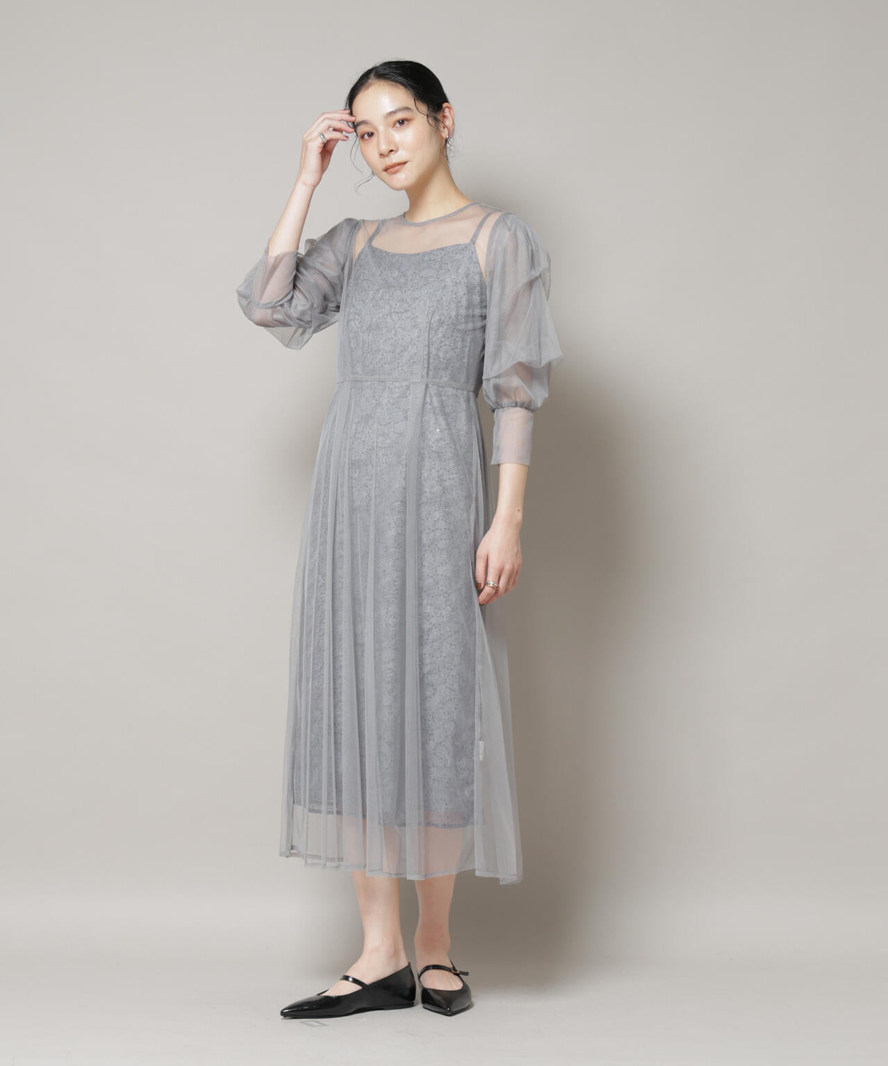 kaene/シアーエプロンレースキャミドレス 6715219051