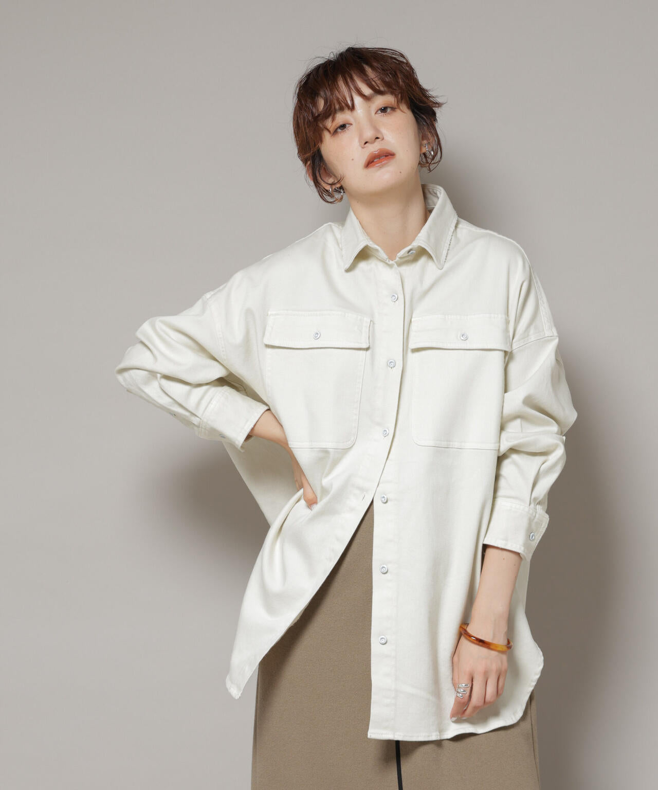 Healthy DENIM/Almond ビッグシャツ 6715220023