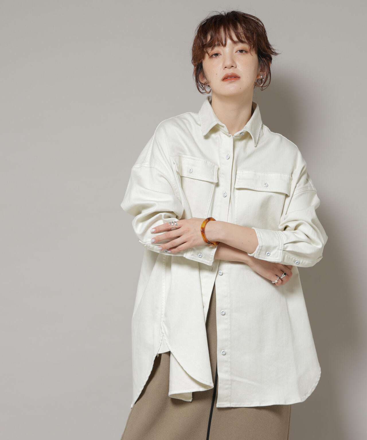 Healthy DENIM/Almond ビッグシャツ 6715220023