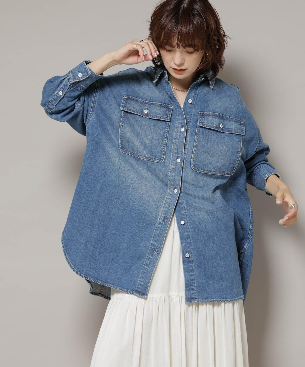 Healthy DENIM/Almond デニム ビッグシャツ 6715220024