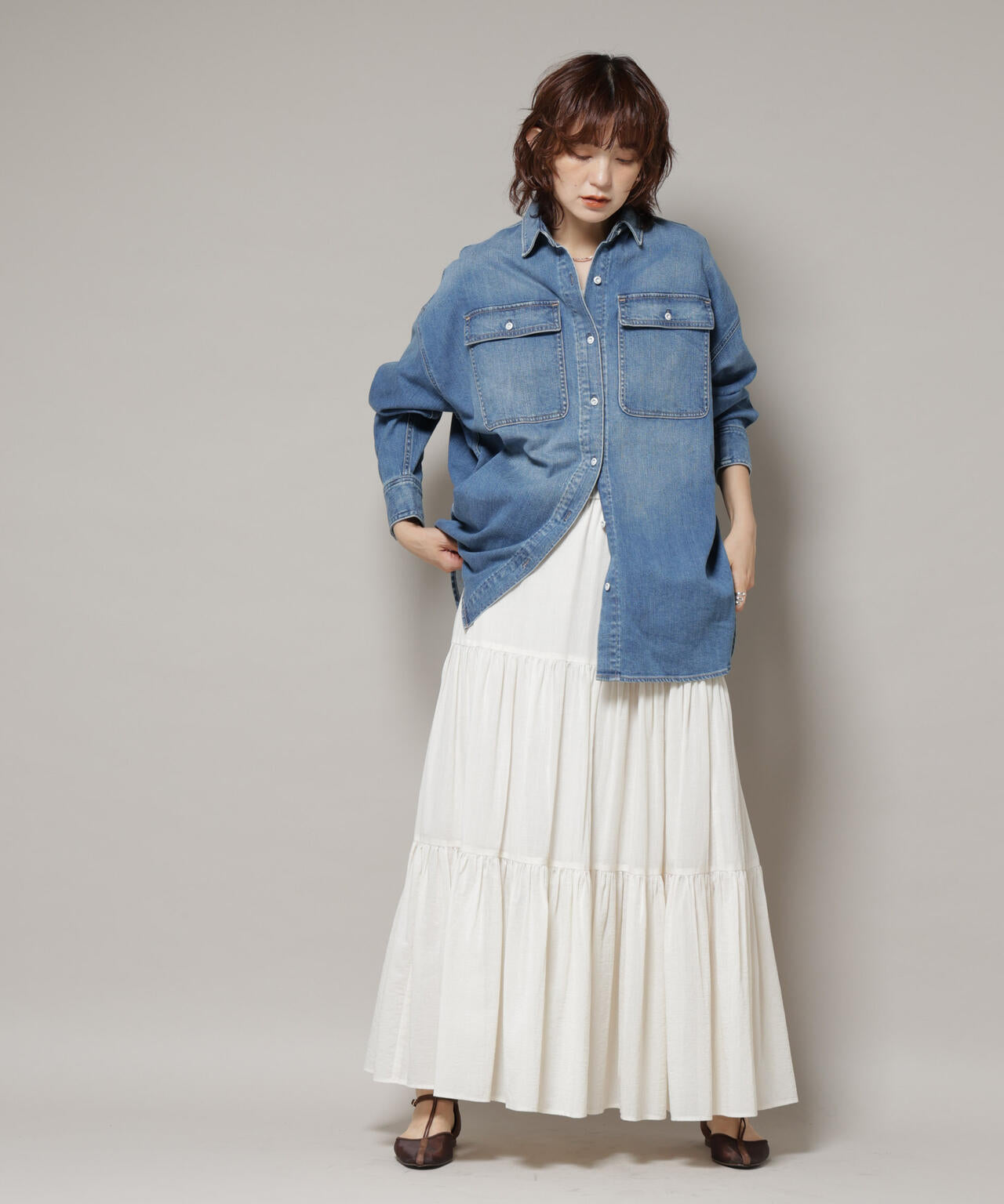 Healthy DENIM/Almond デニム ビッグシャツ 6715220024