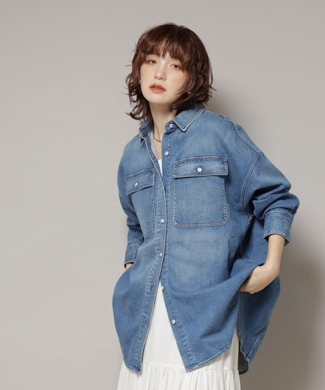 ヘルシーデニム Almond デニムシャツ ビッグシルエット HL87620