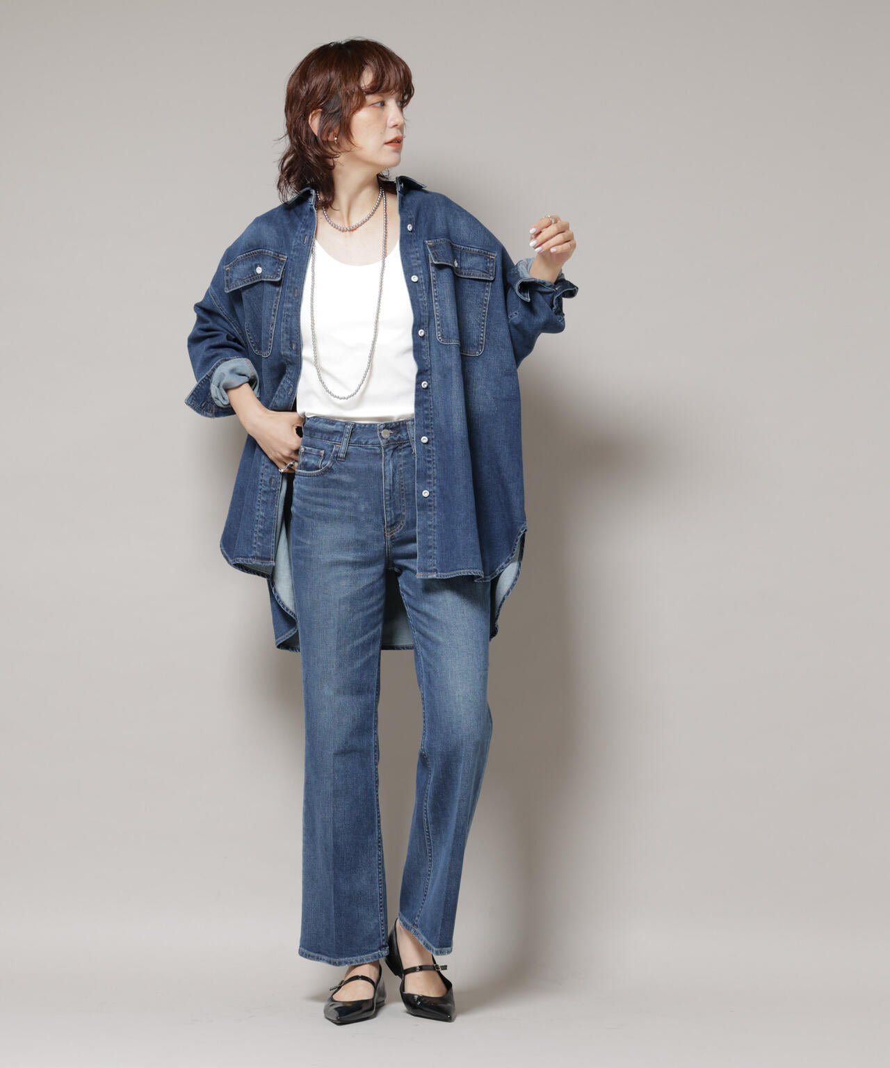 Healthy DENIM/Almond デニム ビッグシャツ 6715220024