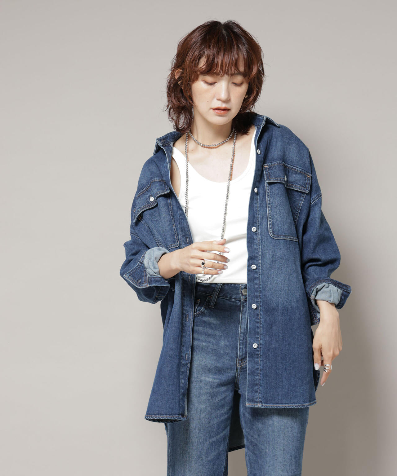 Healthy DENIM/Almond デニム ビッグシャツ 6715220024