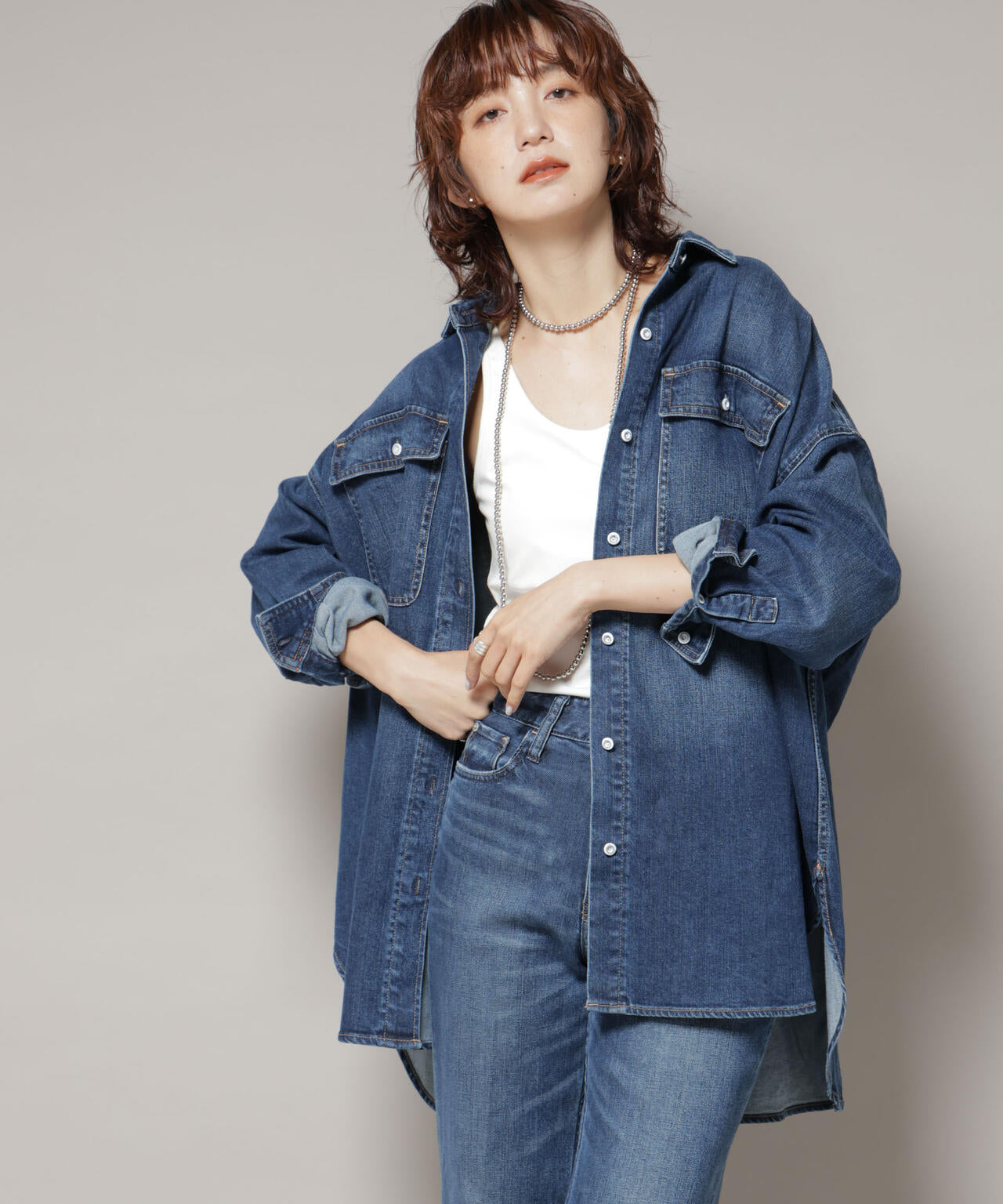 Healthy DENIM/Almond デニム ビッグシャツ 6715220024