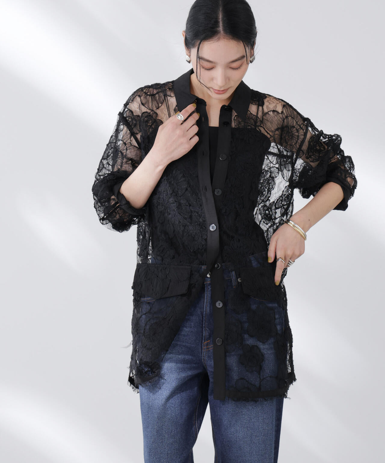 BAUM UND PFERDGARTEN/Flower Lace シャツ 6715220025