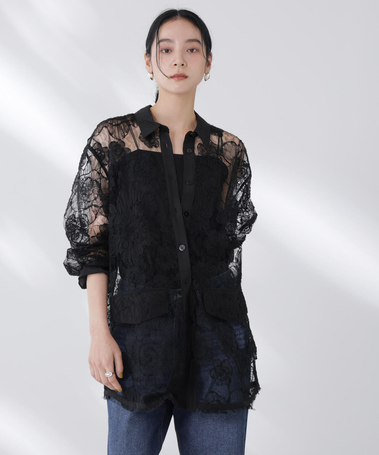 BAUM UND PFERDGARTEN/Flower Lace シャツ 6715220025