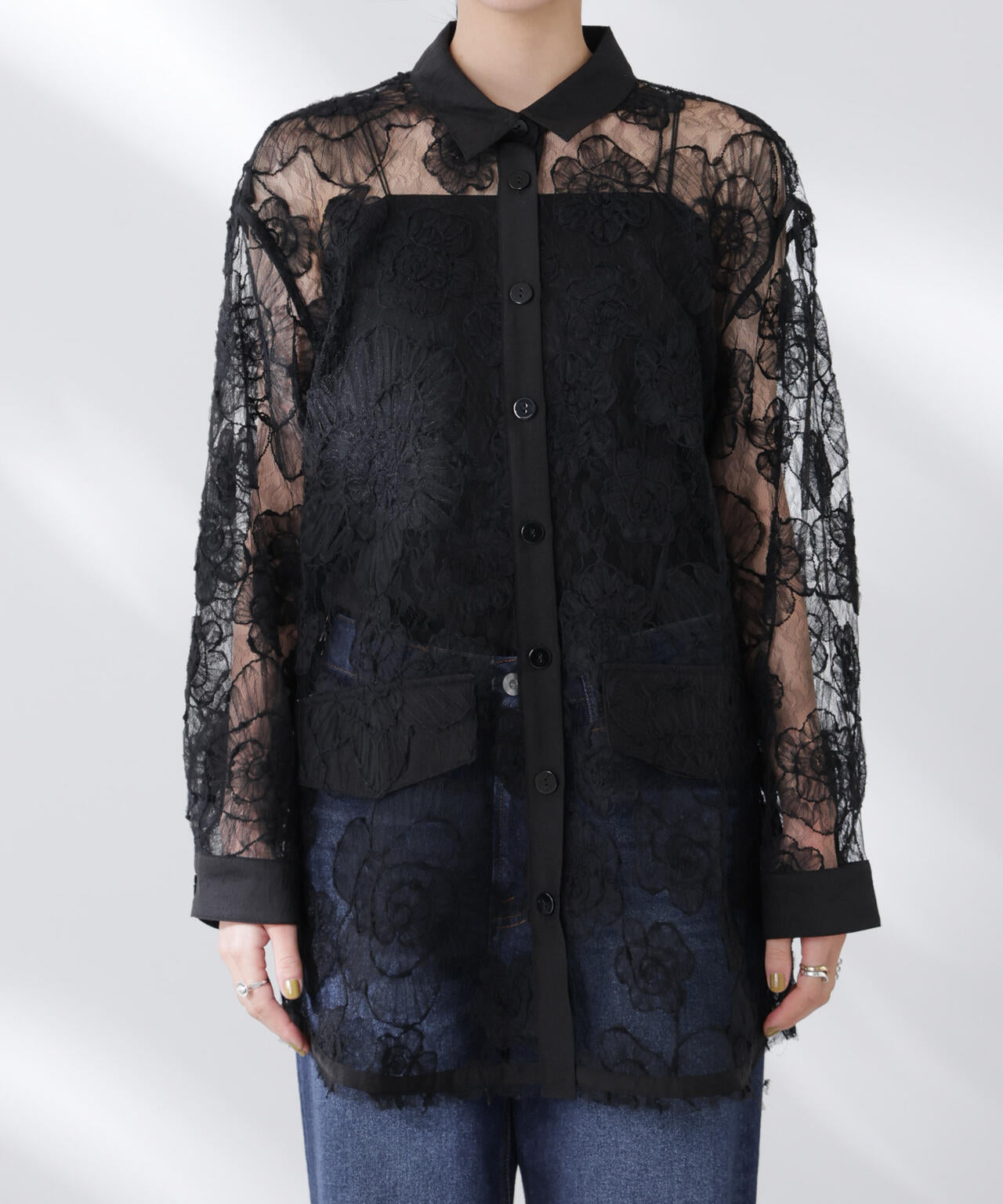 BAUM UND PFERDGARTEN/Flower Lace シャツ 6715220025