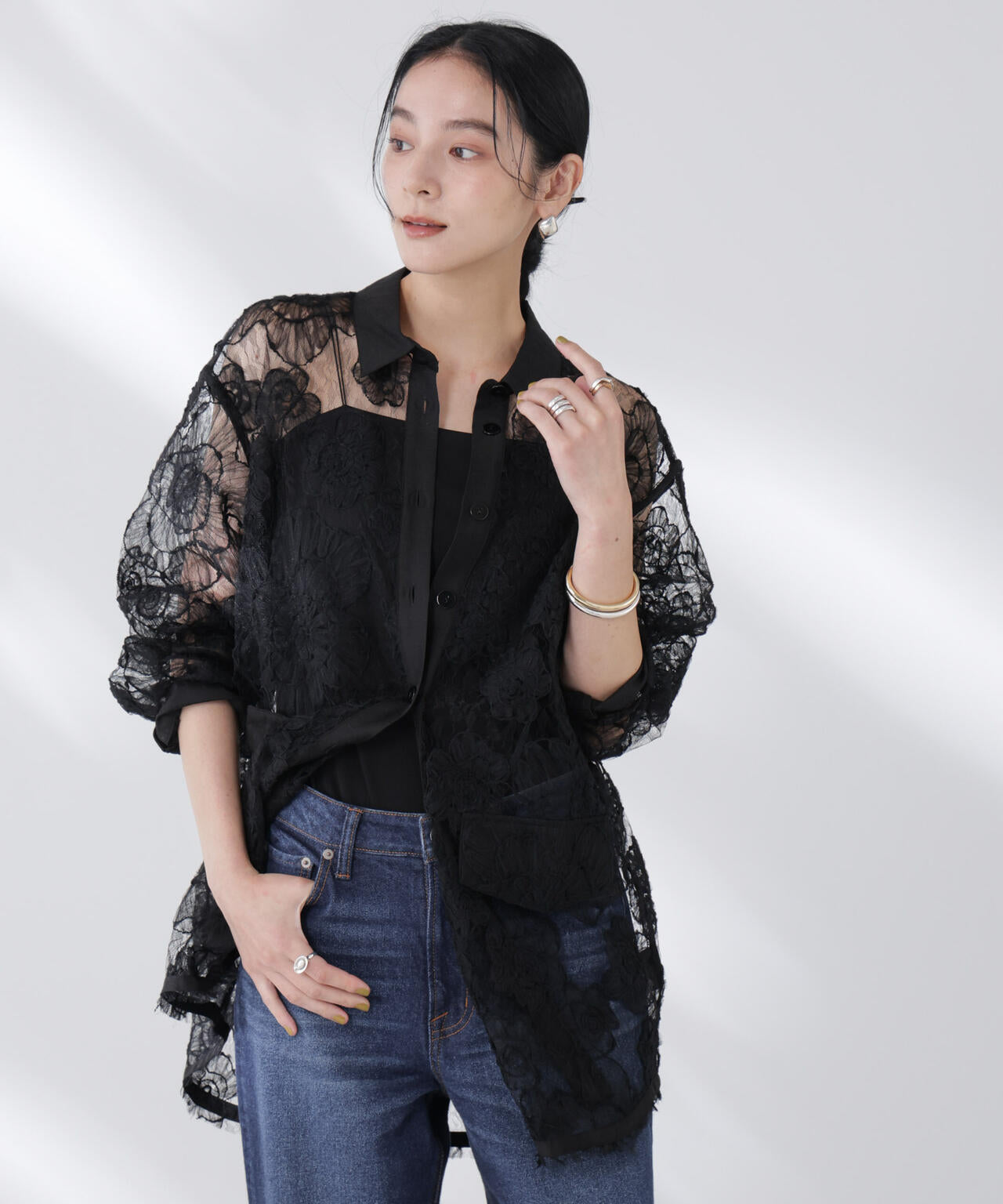 BAUM UND PFERDGARTEN/Flower Lace シャツ 6715220025