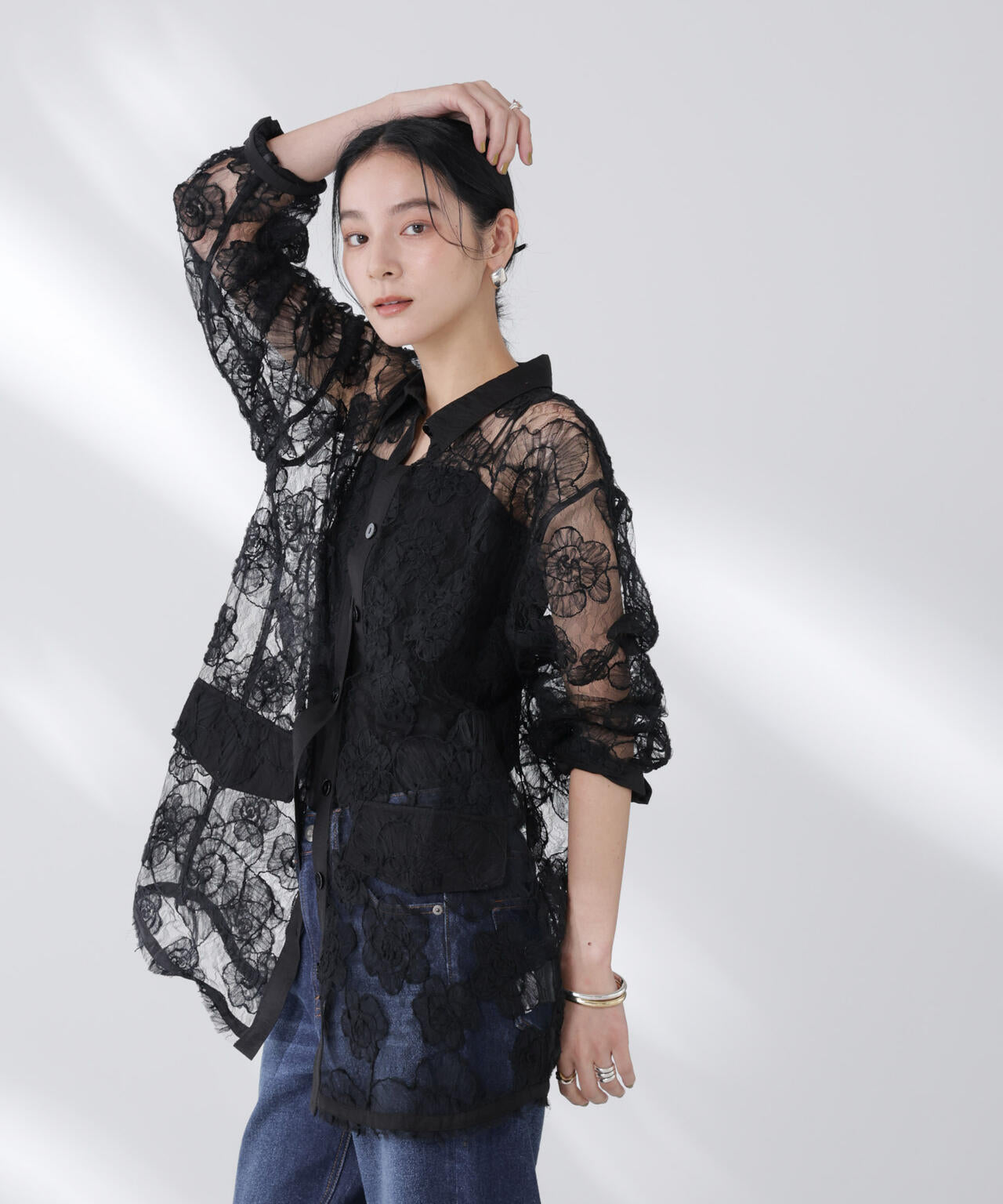 BAUM UND PFERDGARTEN/Flower Lace シャツ 6715220025