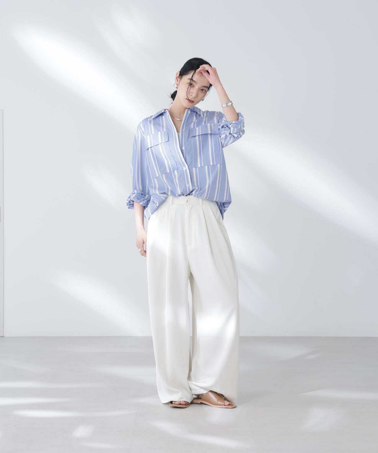 BAUM UND PFERDGARTEN/Striped Cotton シャツ 6715220026