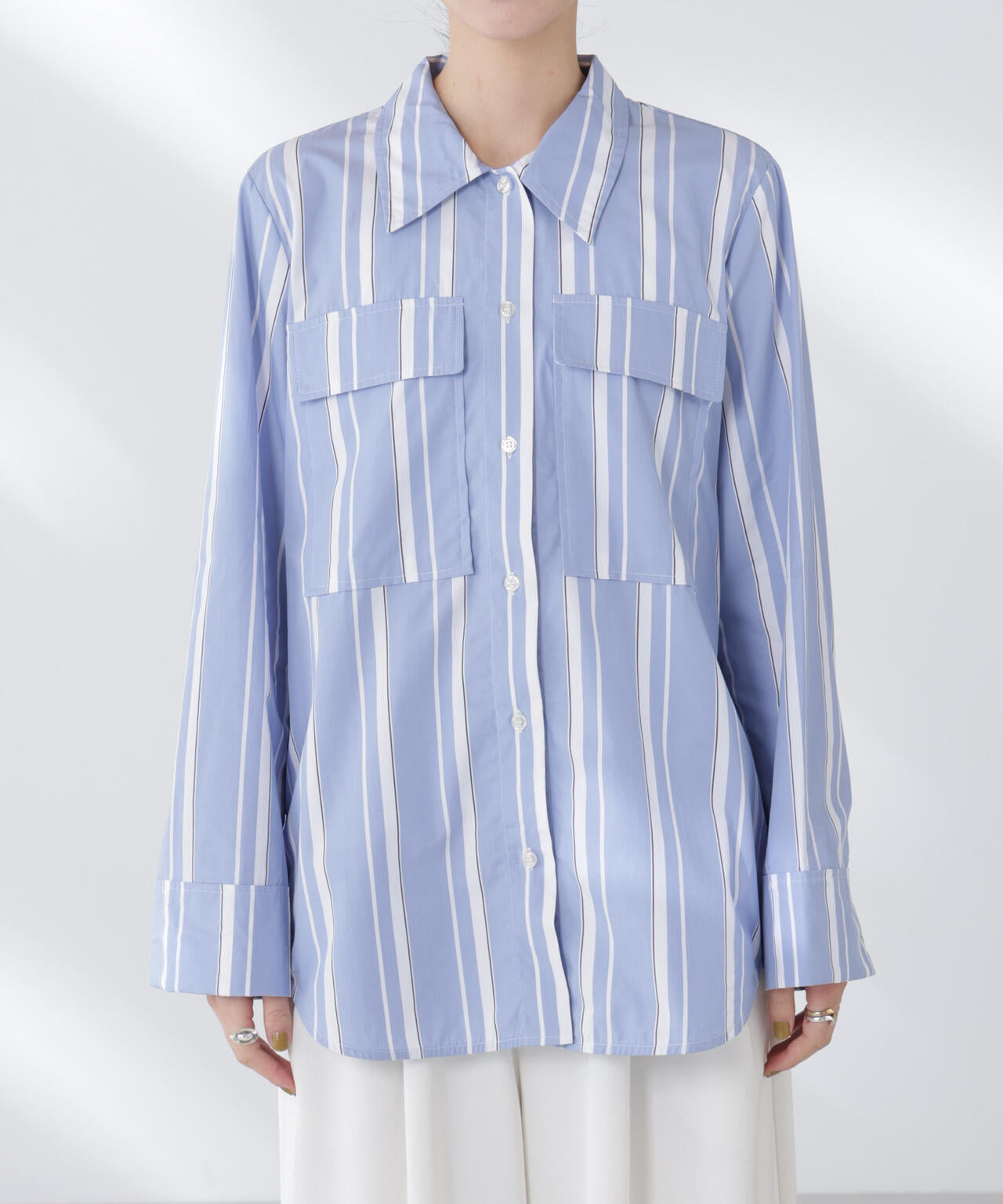 BAUM UND PFERDGARTEN/Striped Cotton シャツ 6715220026