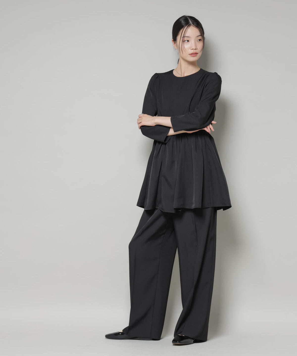 troisieme chaco/TWILL ペプラムトップス(セットアップ可) 6715220034