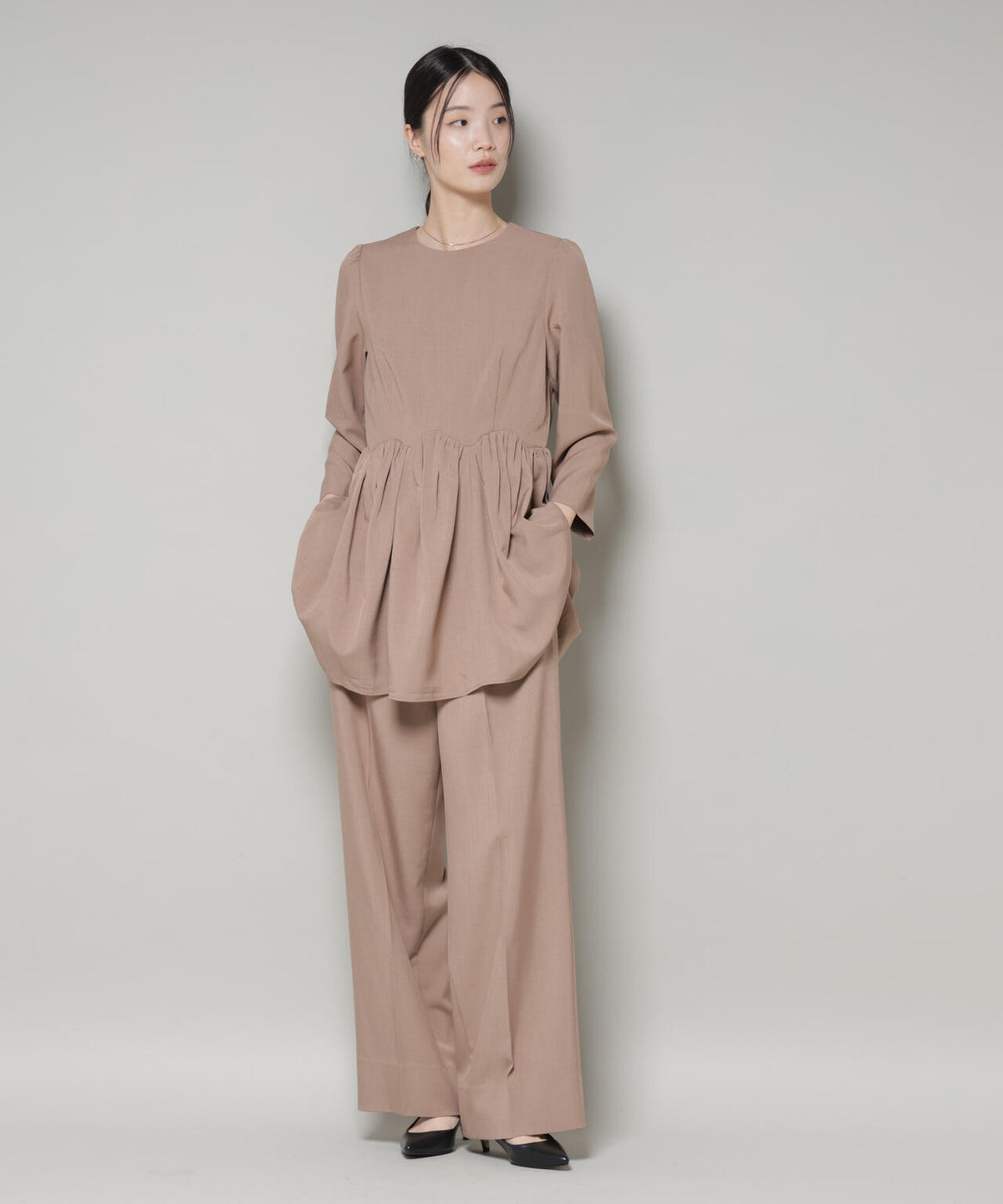 troisieme chaco/TWILL ペプラムトップス(セットアップ可) 6715220034