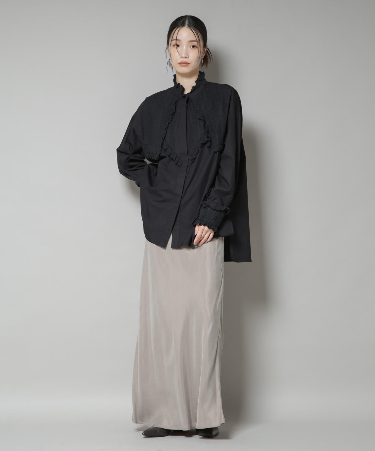 Sara mallika/COTTON PINTUCK LACE BLOUSE 6715221001