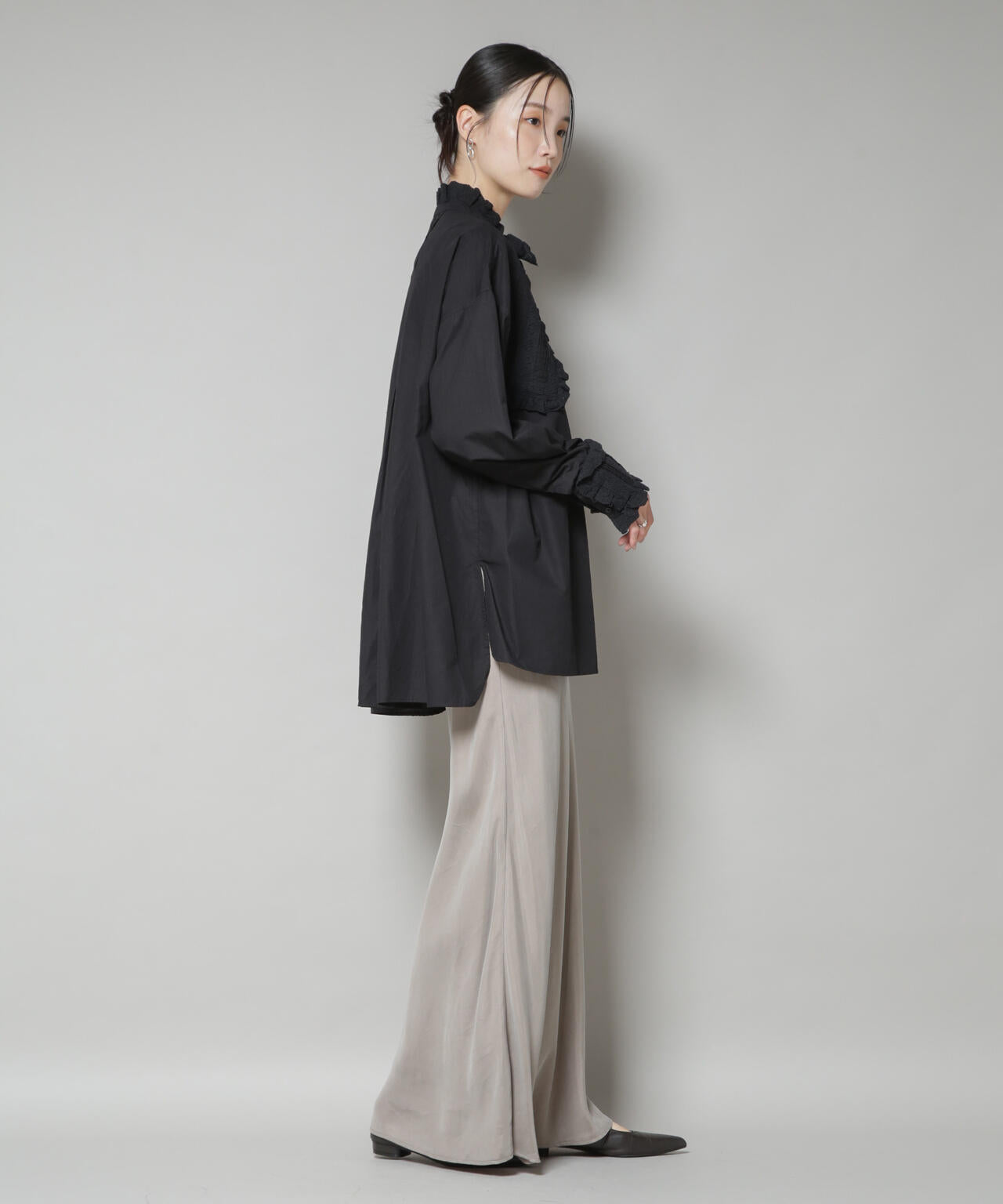 Sara mallika/COTTON PINTUCK LACE BLOUSE 6715221001