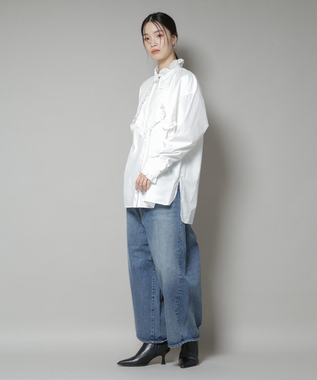 Sara mallika/COTTON PINTUCK LACE BLOUSE 6715221001