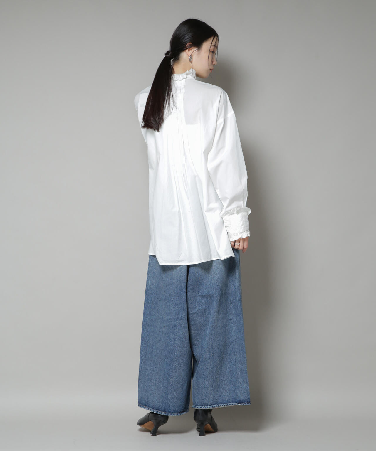 Sara mallika/COTTON PINTUCK LACE BLOUSE 6715221001