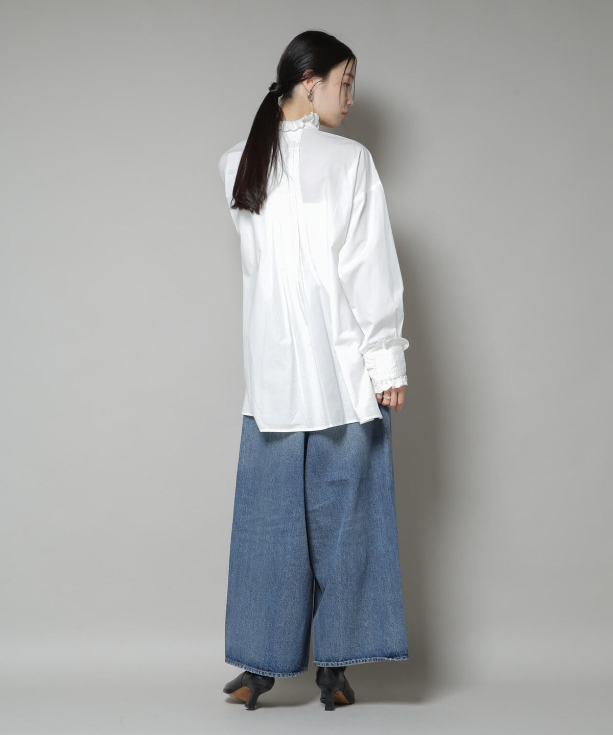 Sara mallika/COTTON PINTUCK LACE BLOUSE 6715221001