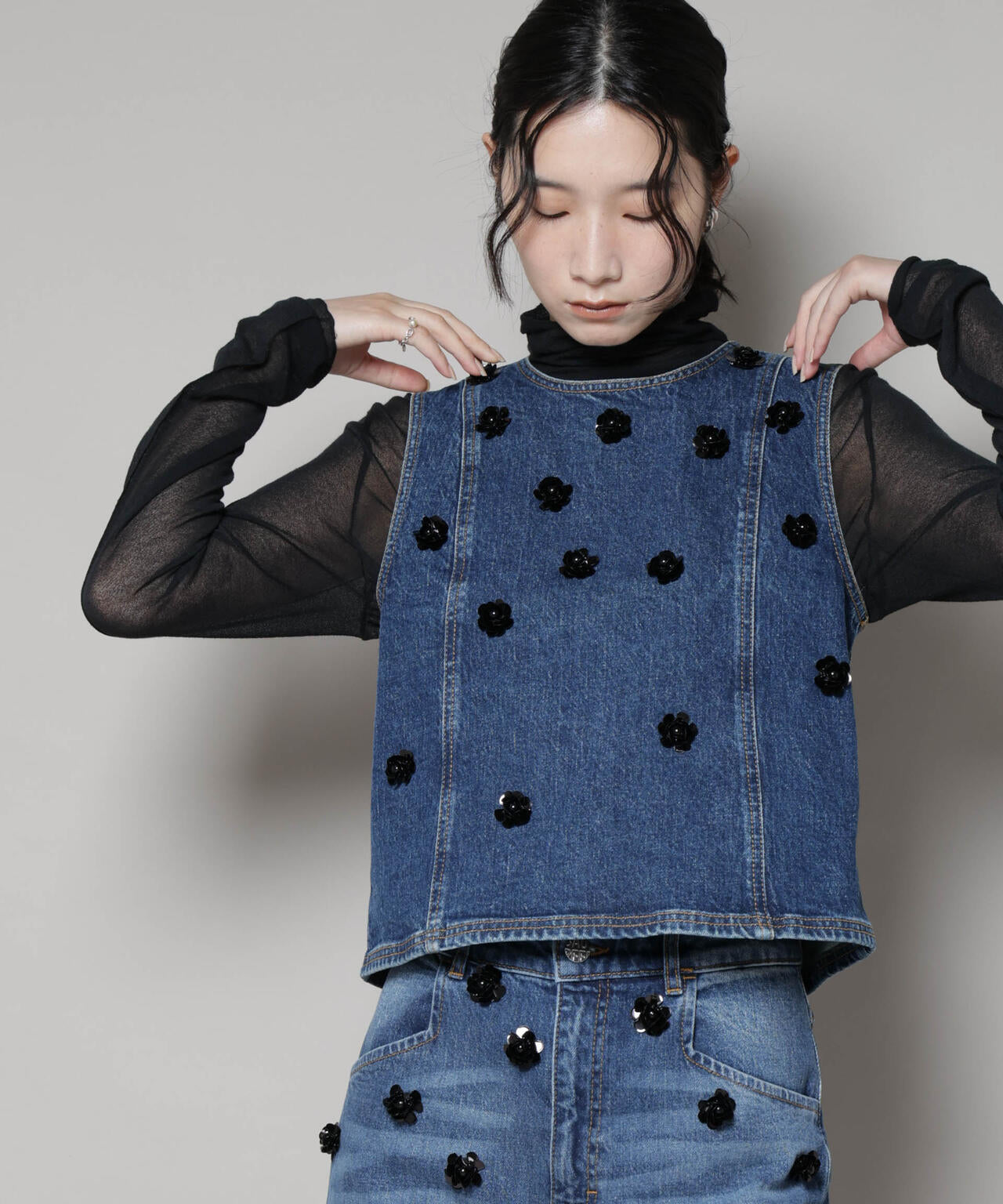 BAUM UND PFERDGARTEN/Fancy Denim ノースリーブ(セットアップ可) 6715221003