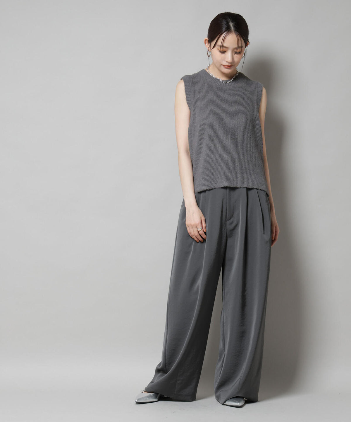 Gongdid Design/Knit pleated vest 6715222059