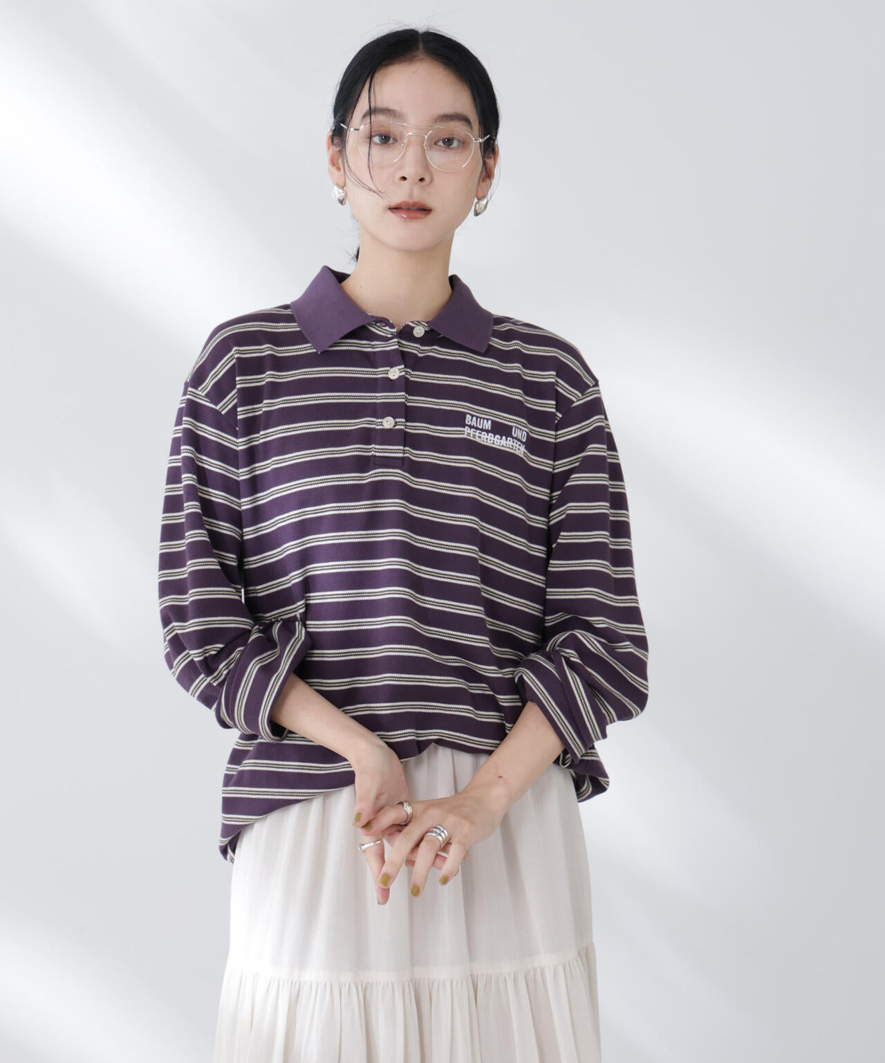 BAUM UND PFERDGARTEN/Cotton Pique 長袖ポロシャツ 6715223036