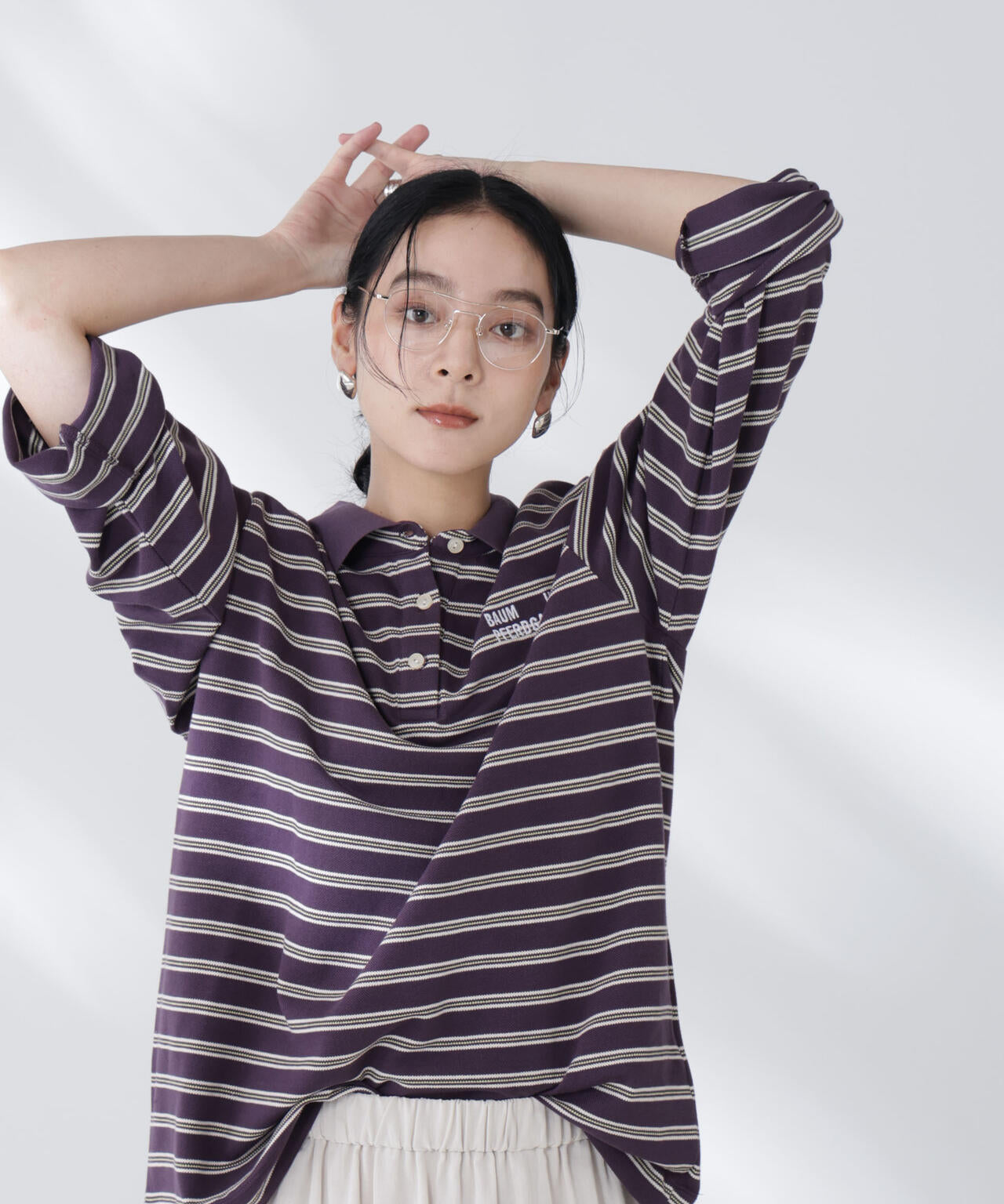 BAUM UND PFERDGARTEN/Cotton Pique 長袖ポロシャツ 6715223036
