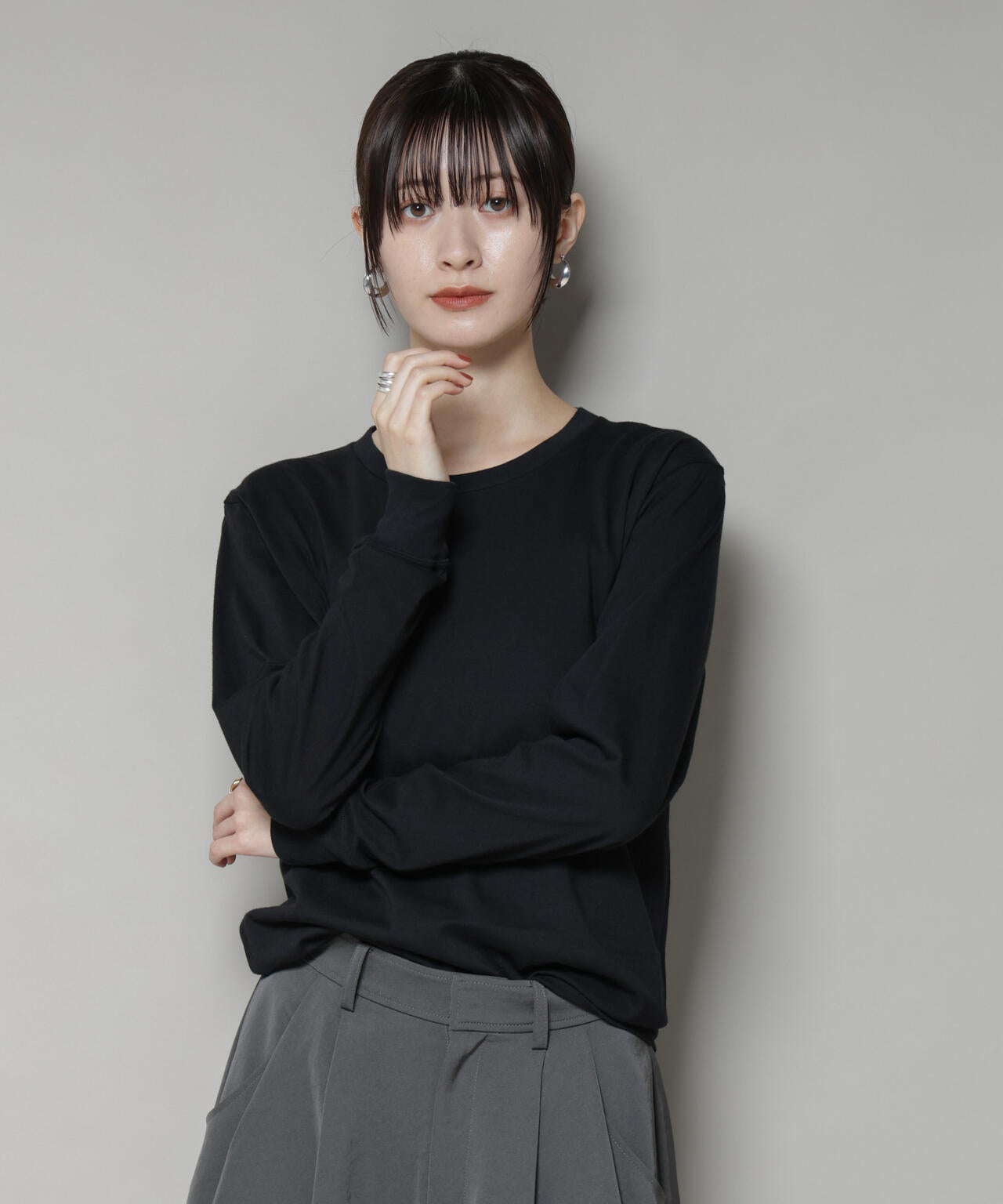 Hanes/2P Japan Fit クルーネックロングスリーブTシャツ 6715223046