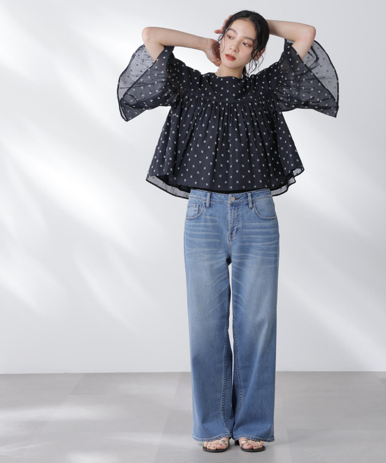 Healthy DENIM/別注 Pink Pepper Midrise ワイドデニム 6715227024