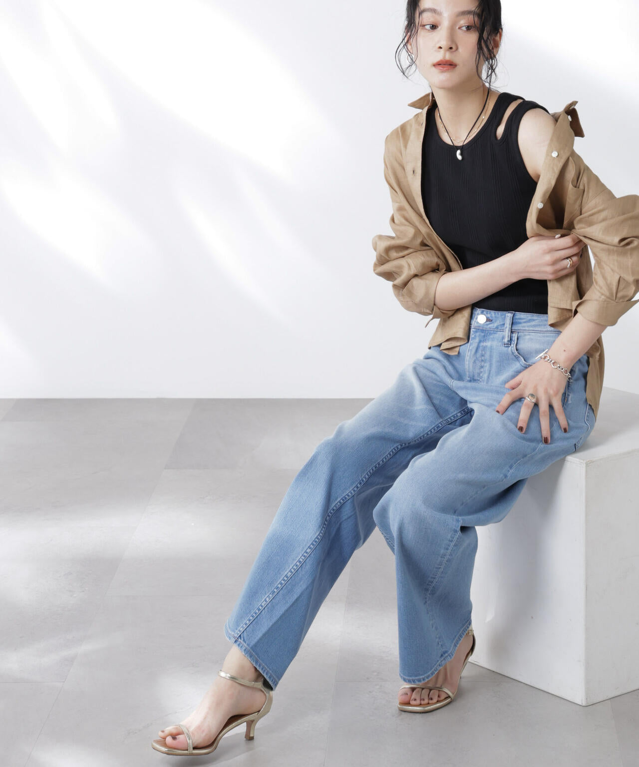Healthy DENIM/別注 Pink Pepper Midrise ワイドデニム 6715227024