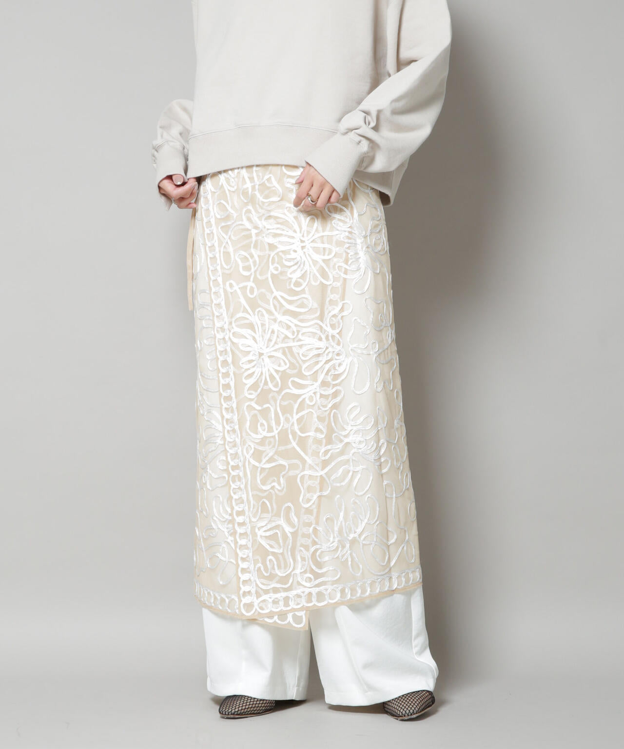Sara mallika/TULLETAPEEMBROIDERY WRAP SKIRT 6715230011