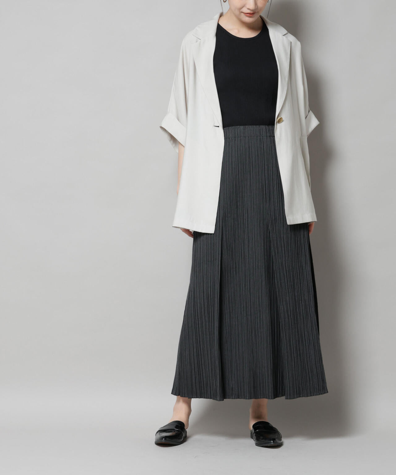 Gongdid Design/Pleated maxi skirt(セットアップ可) 6715230013