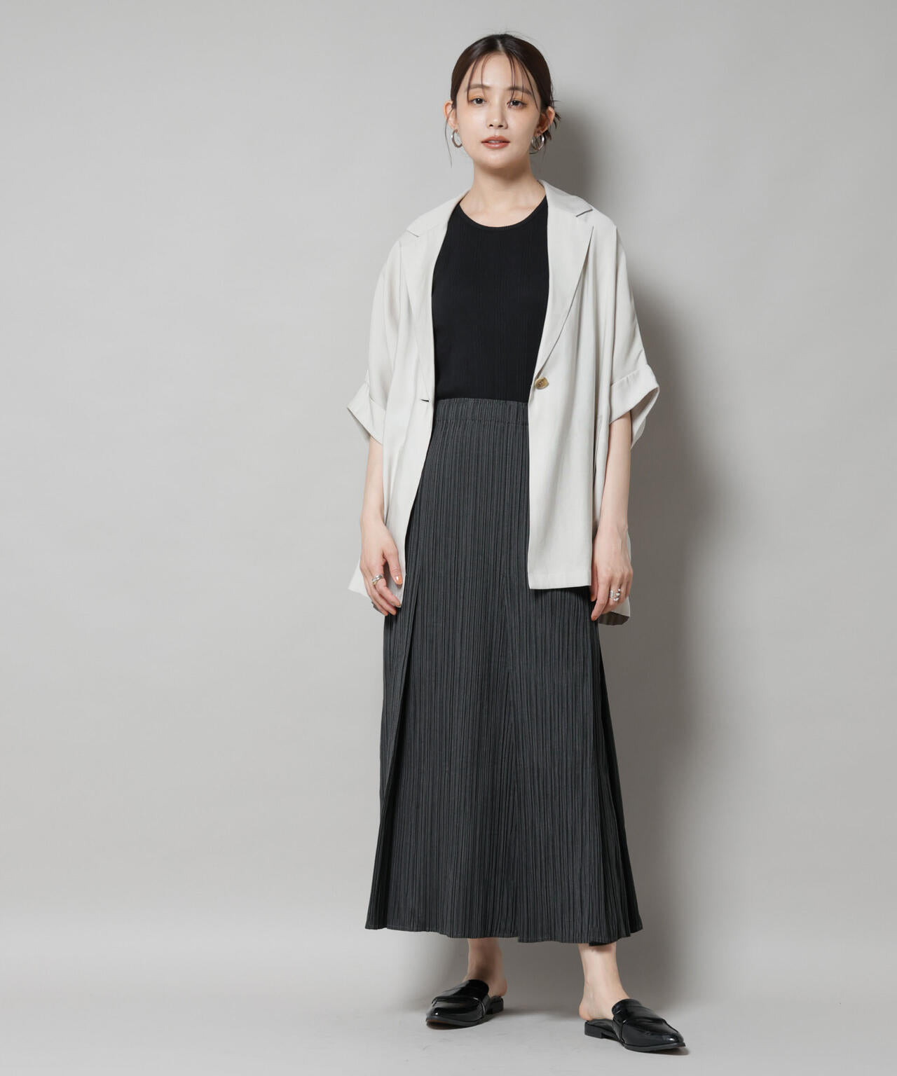 Gongdid Design/Pleated maxi skirt(セットアップ可) 6715230013