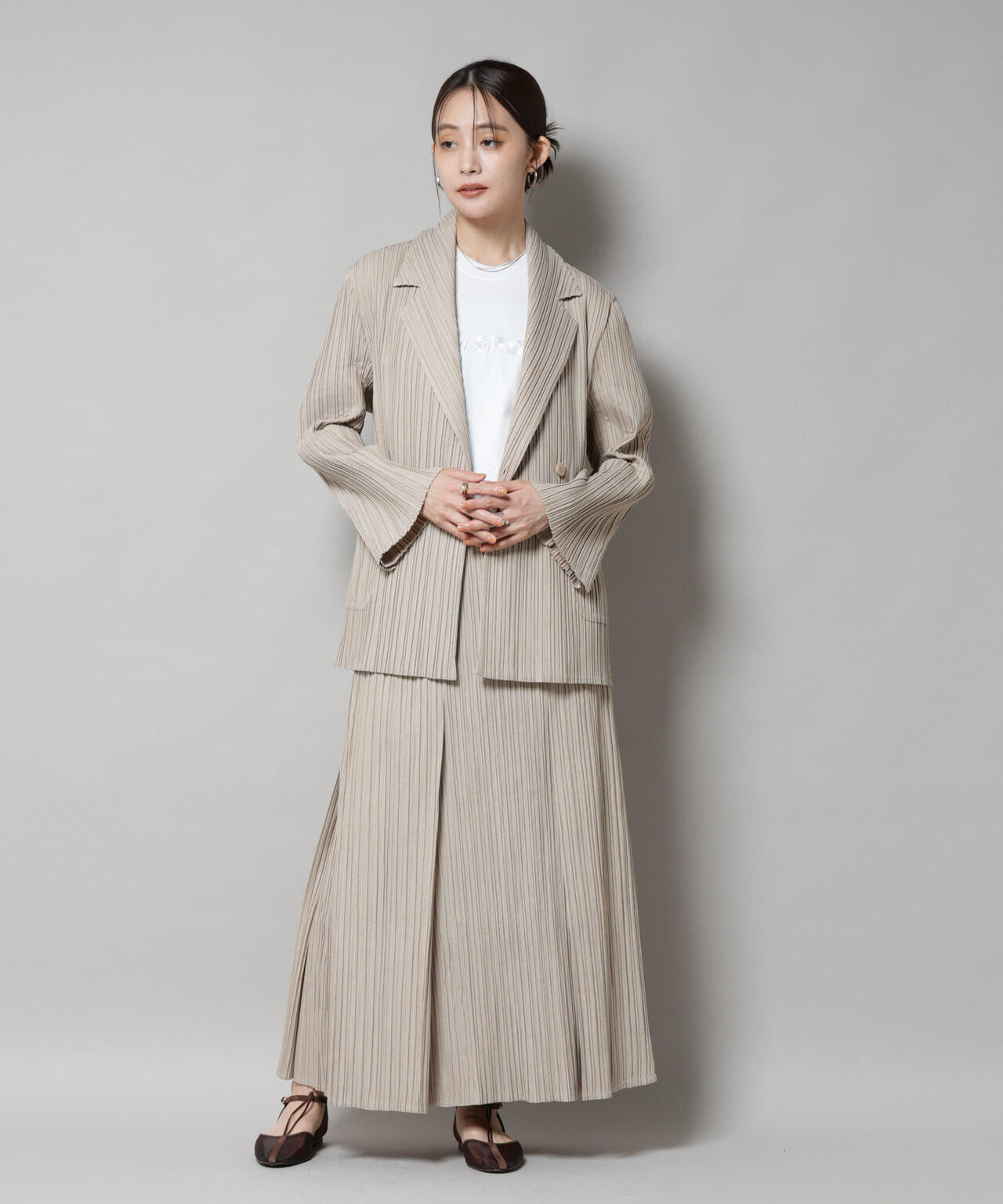 Gongdid Design/Pleated maxi skirt(セットアップ可) 6715230013