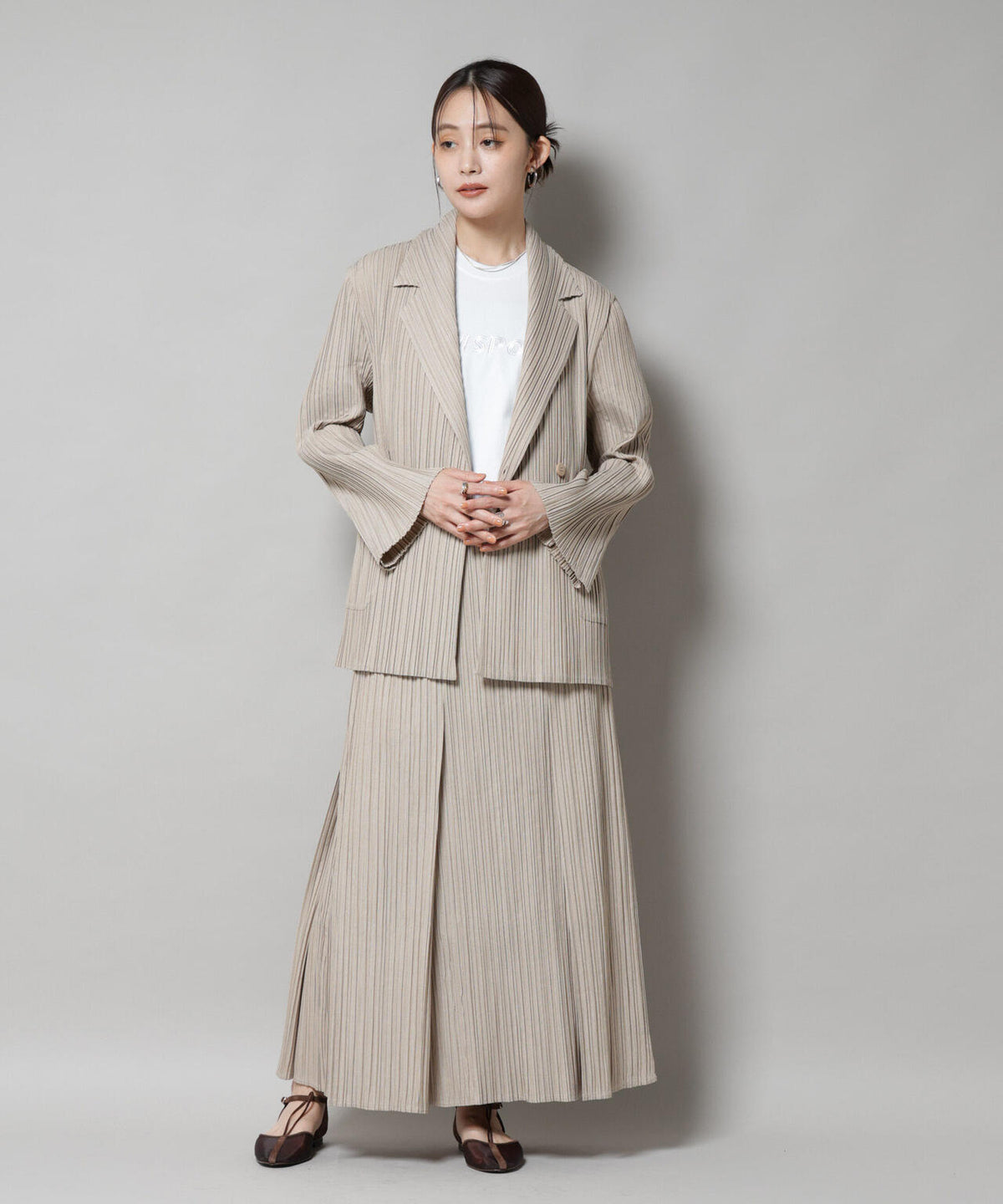 Gongdid Design/Pleated maxi skirt(セットアップ可) 6715230013
