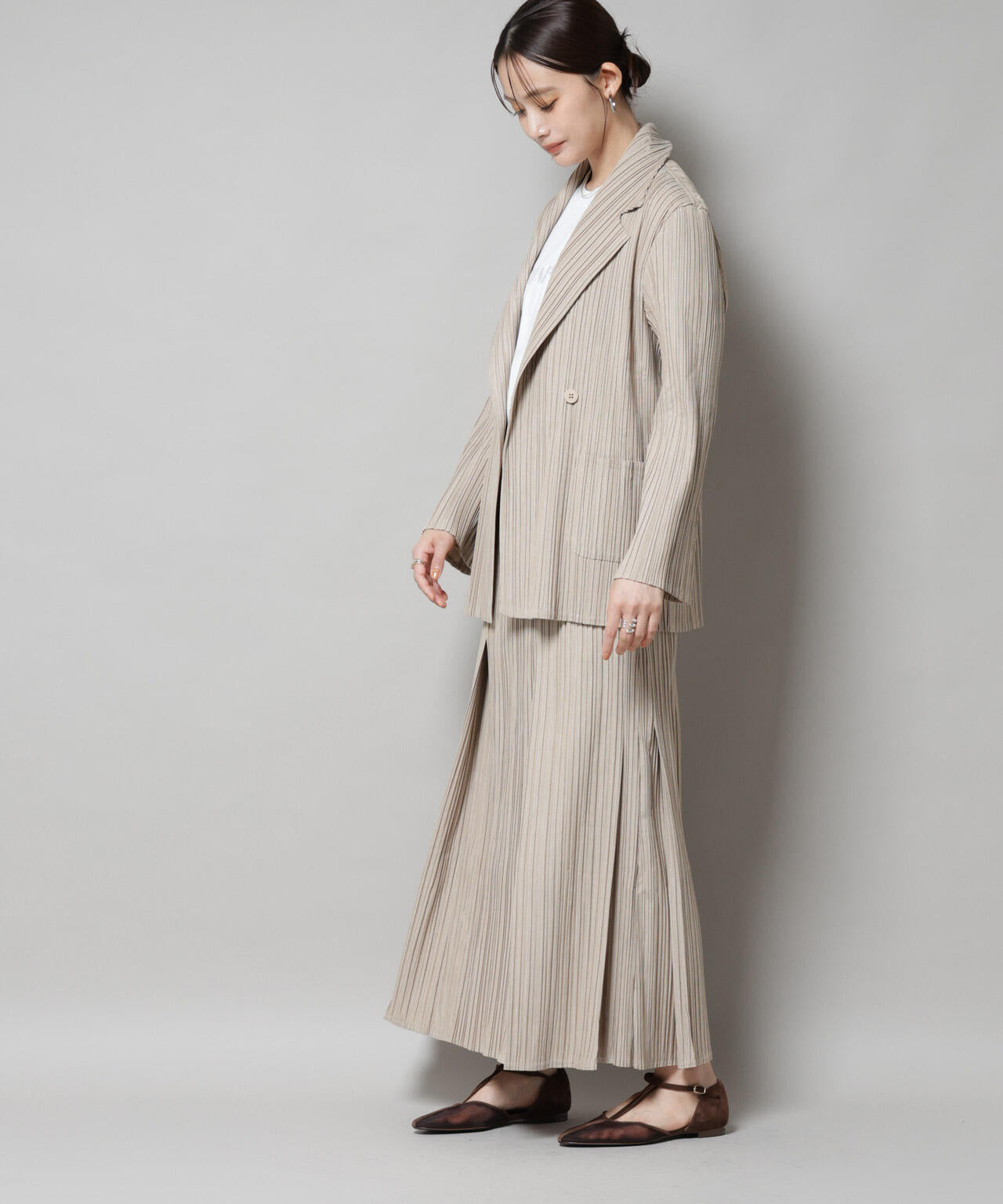 Gongdid Design/Pleated maxi skirt(セットアップ可) 6715230013