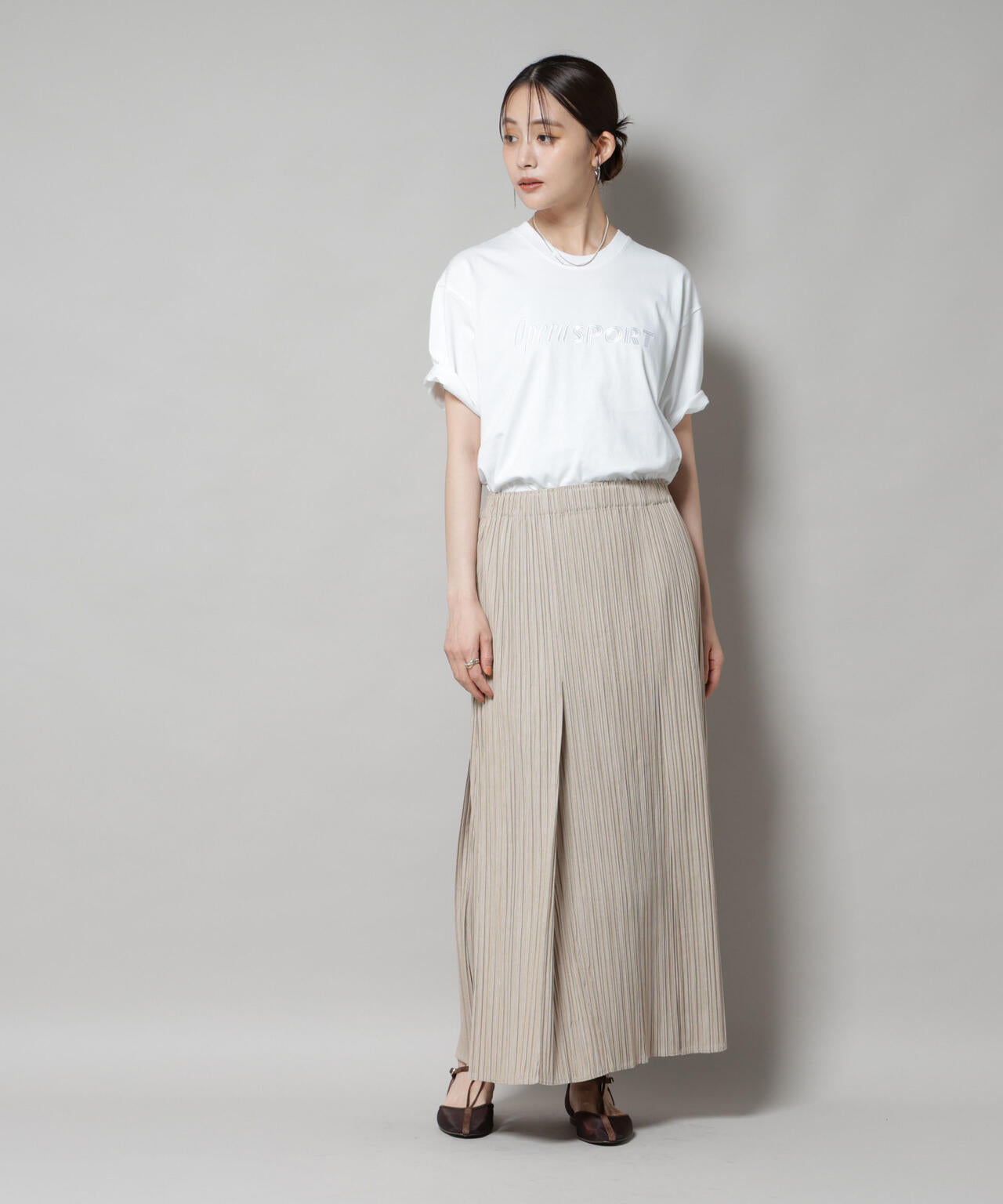 Gongdid Design/Pleated maxi skirt(セットアップ可) 6715230013
