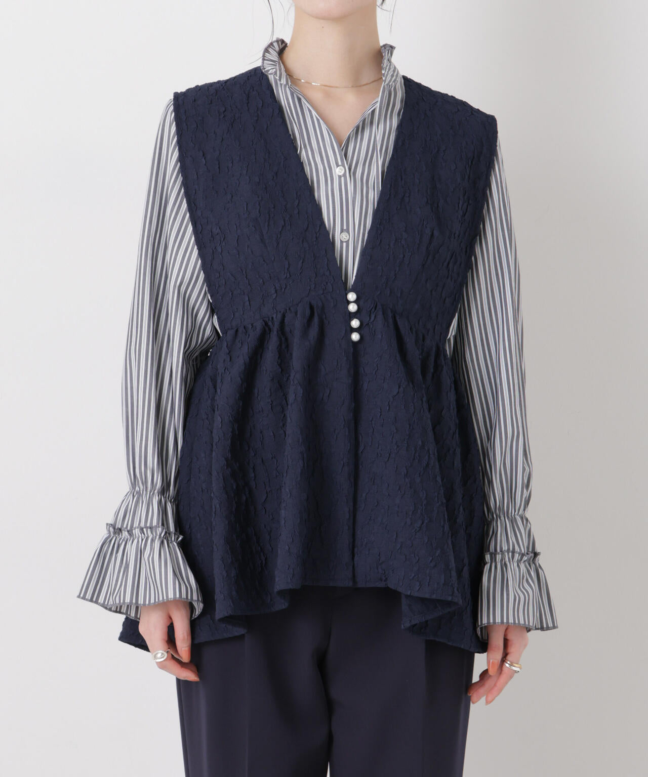 troisieme chaco/別注 PUFFY JACQUARD ジレ 6716116002